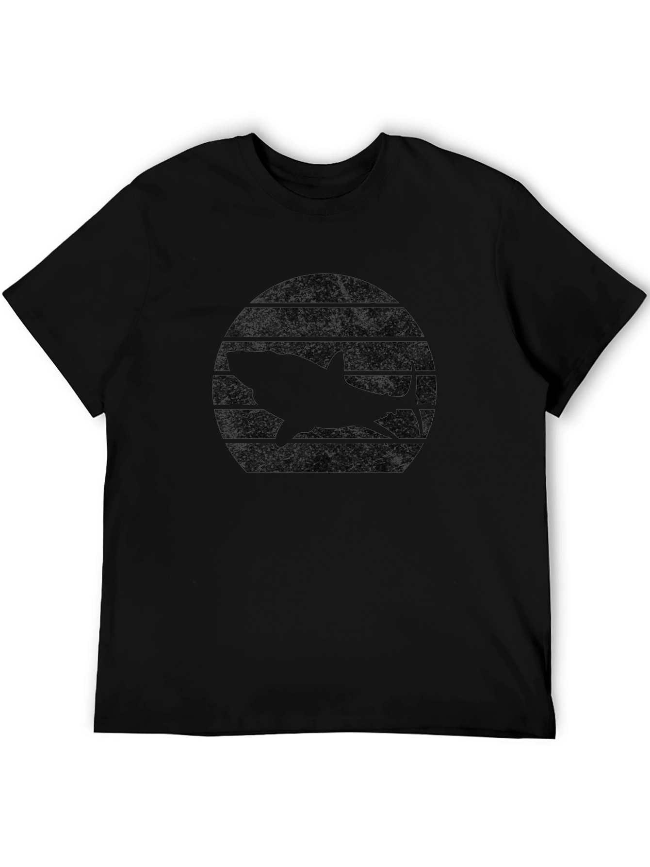 Black Retro Shark Sunset Black T-Shirt view 5