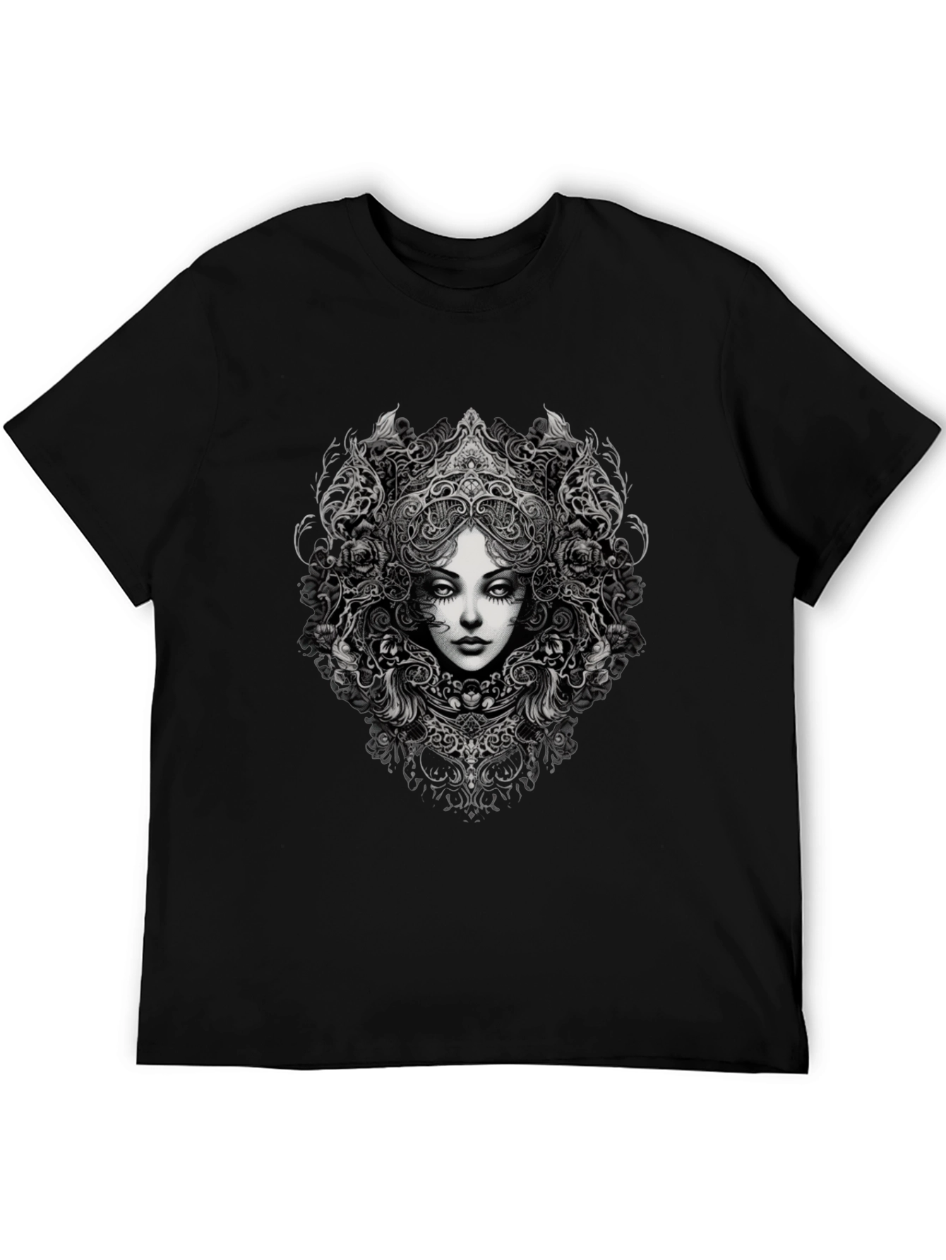 Black Gothic Woman Graphic Black T-Shirt view 5