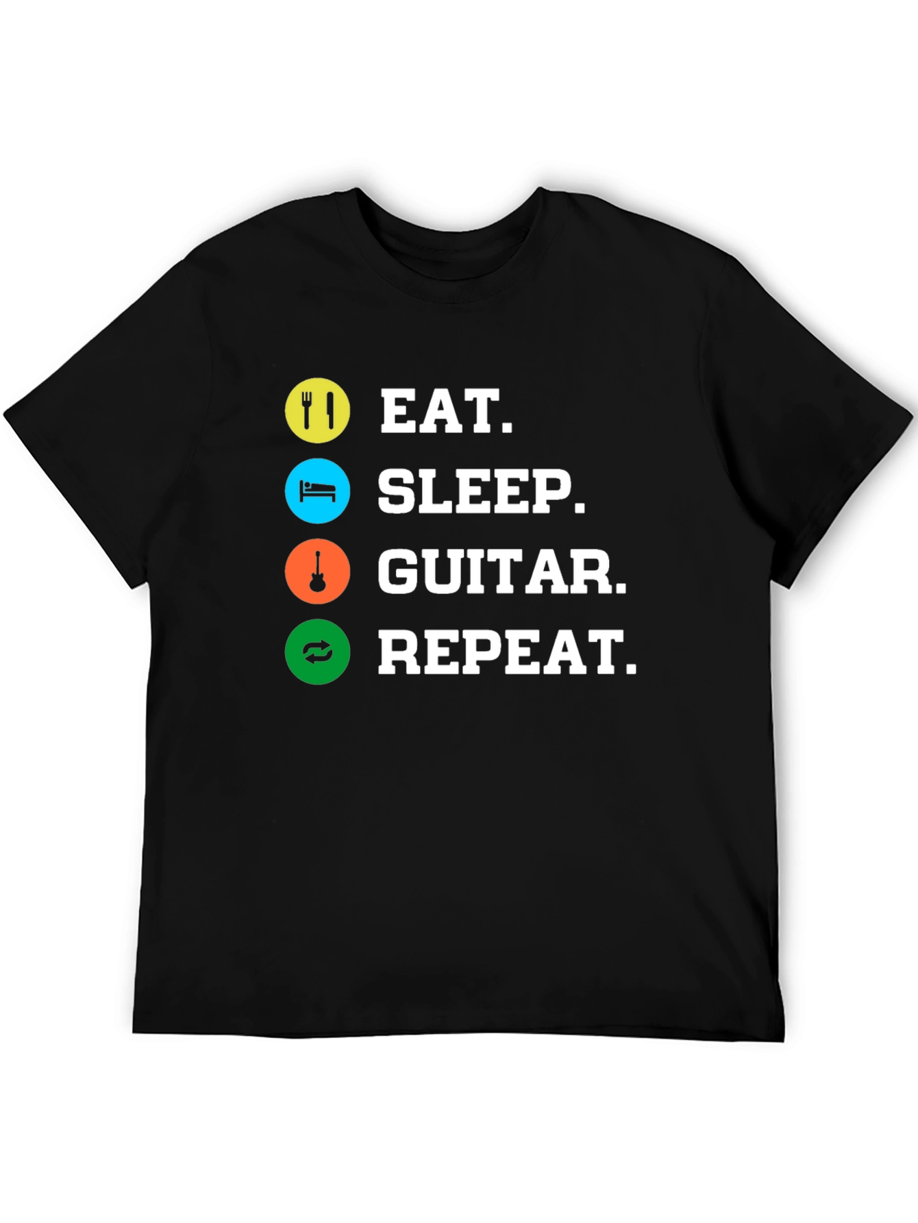 Black Eat Sleep Guitar Repeat Black T-Shirt view 5