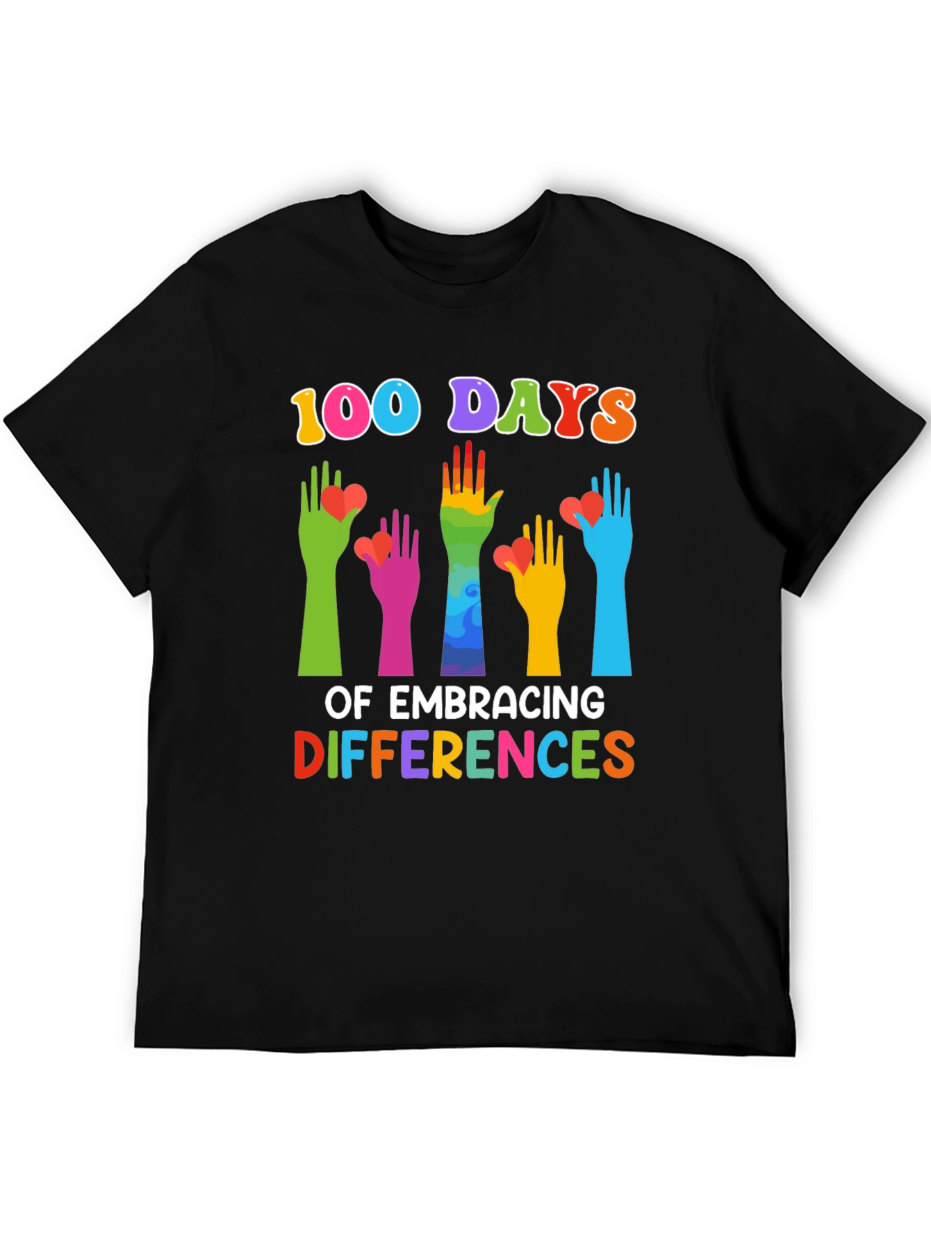 Black 100 Days of Embracing Differences T-Shirt view 5