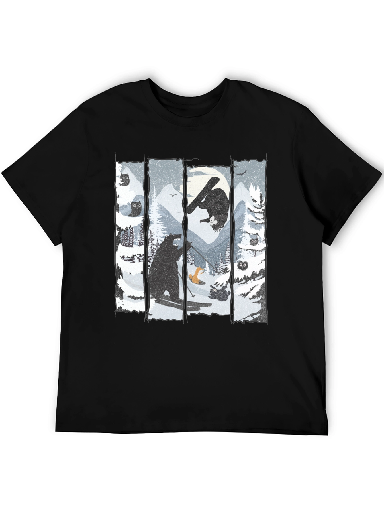 Black Winter Wonderland Bear Graphic Tee view 5
