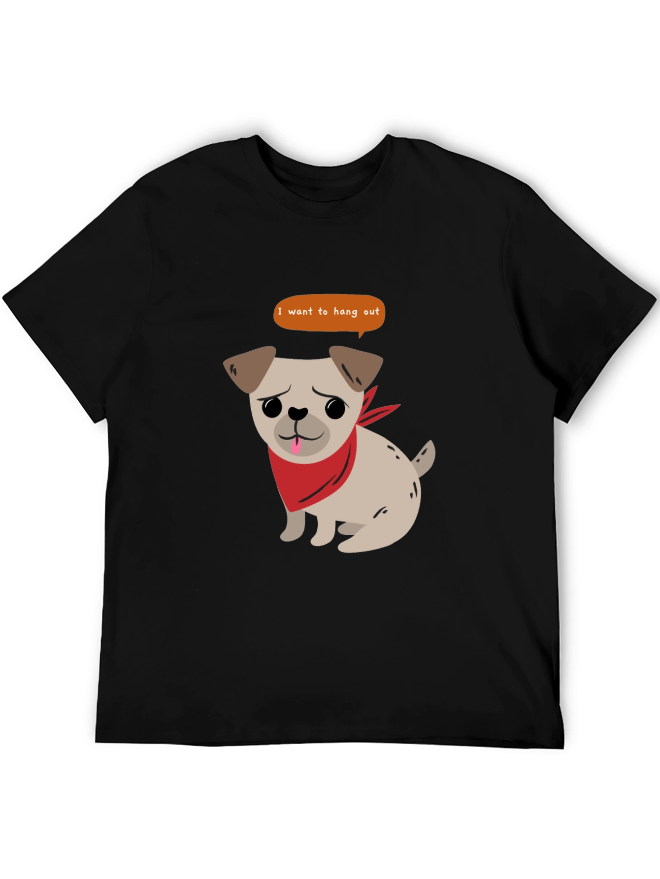 Black Dog Lover Black T-Shirt - "I Want To Hang Out" Graphic Tee view 5