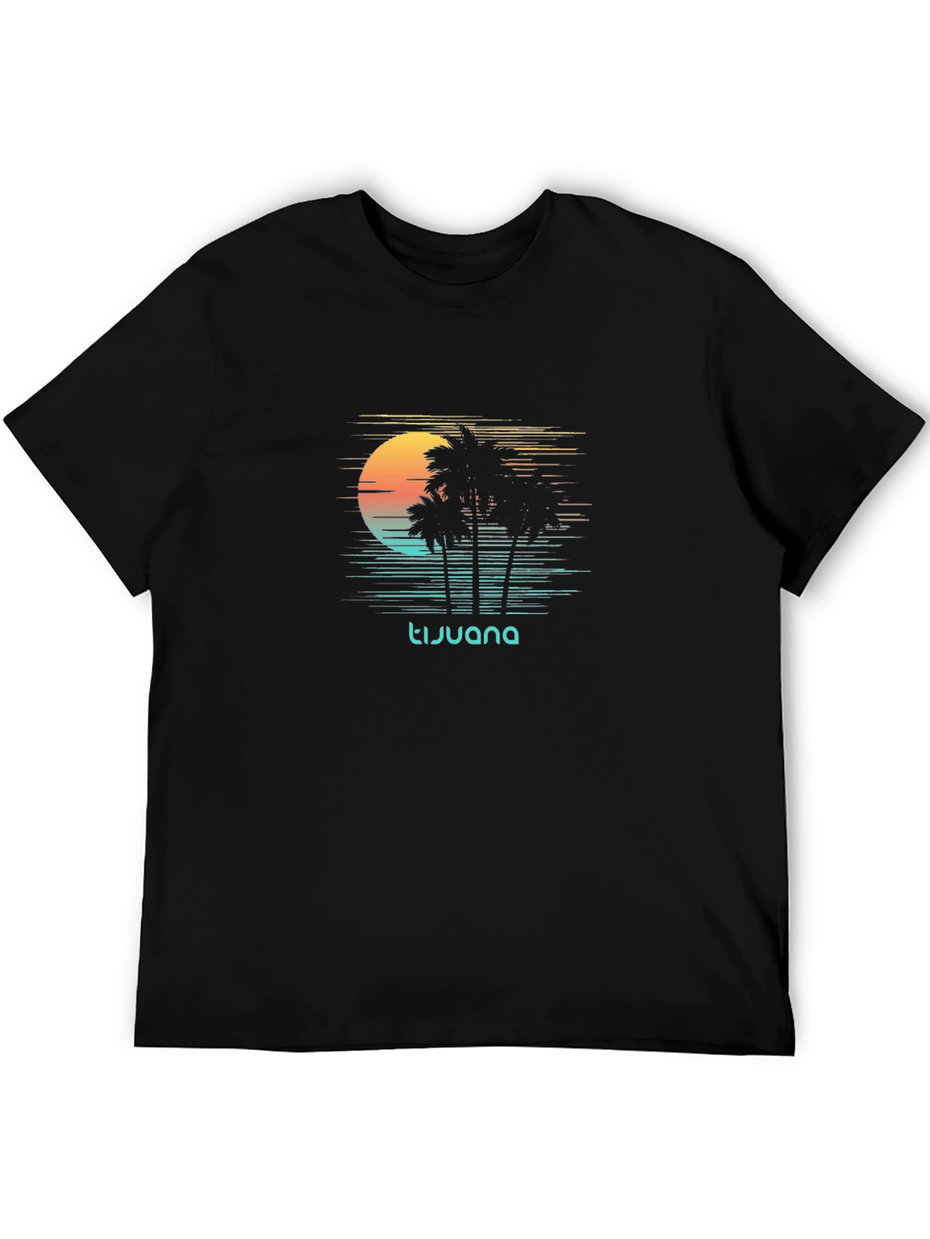 Black Tijuana Palm Sunset Graphic Tee - Black view 5