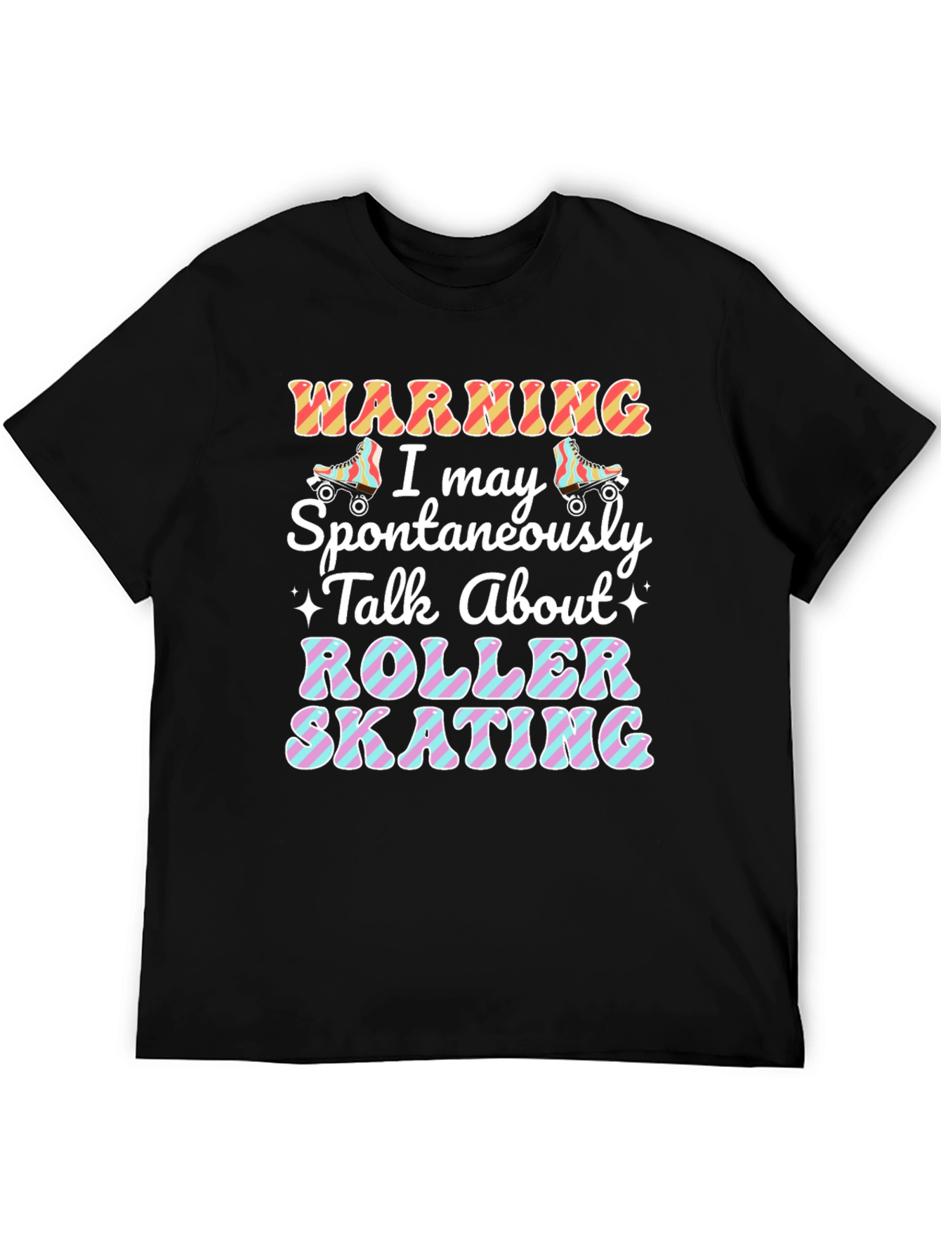 Black Roller Skating Warning T-Shirt view 5