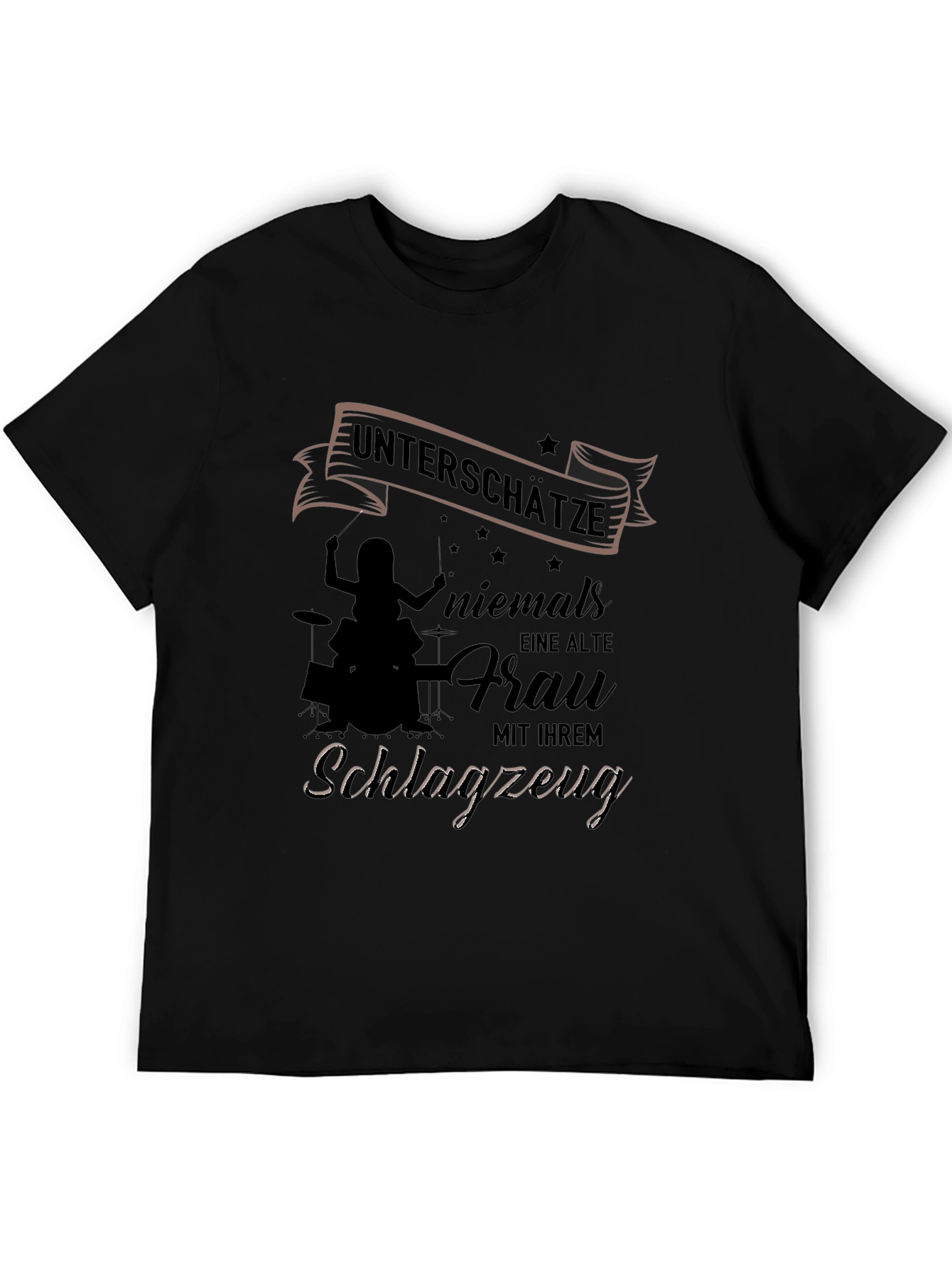 Black Old Lady Drummer Black T-Shirt - Never Underestimate! view 5