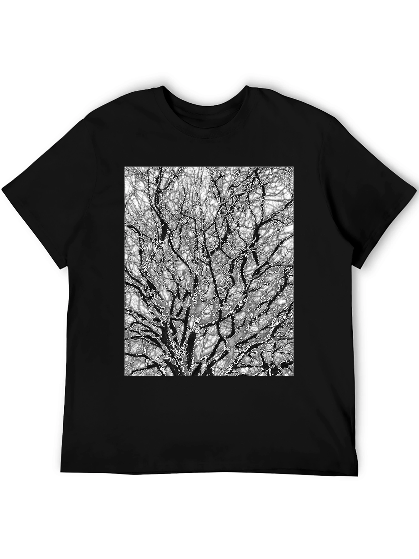 Black Abstract Tree Branch Print Black T-Shirt view 5