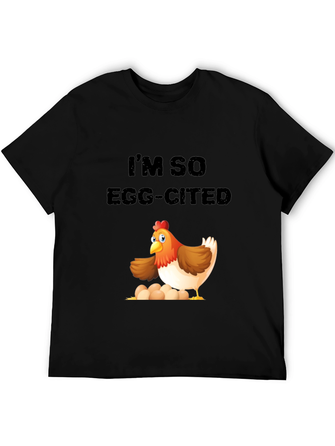 Black Egg-cited Chicken Graphic T-Shirt view 5