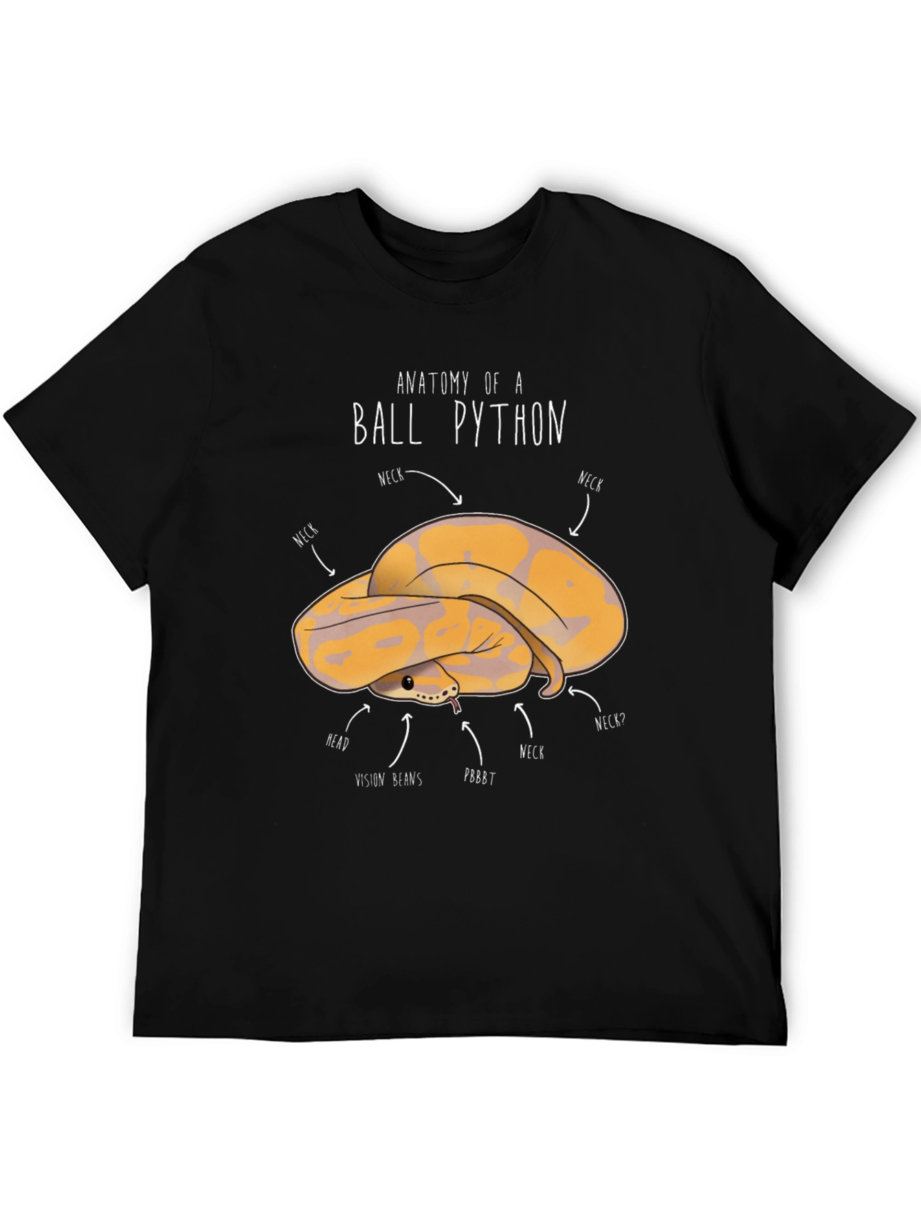 Black Anatomy of a Ball Python T-Shirt view 5
