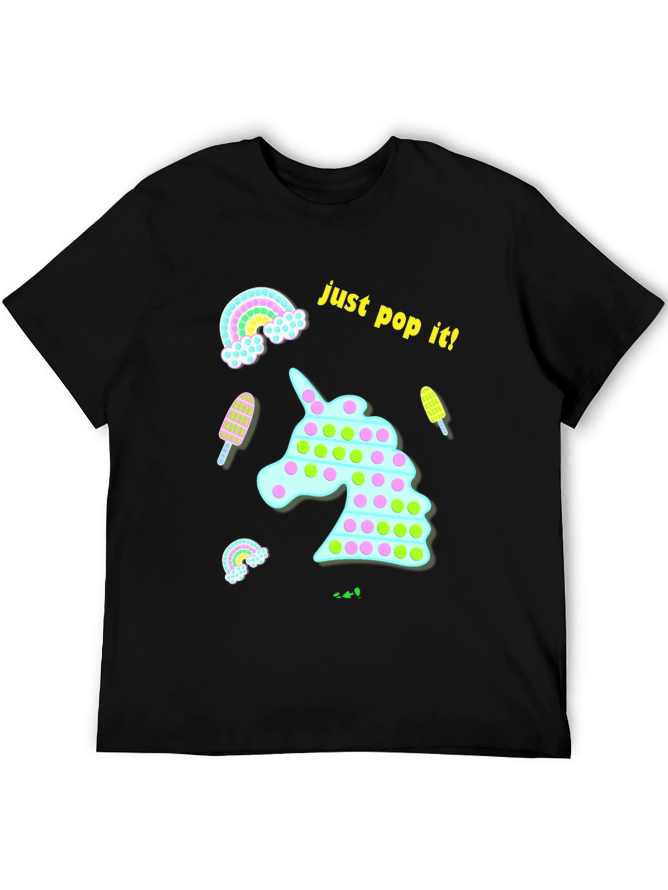 Black Just Pop It! Fun Unicorn T-Shirt view 5