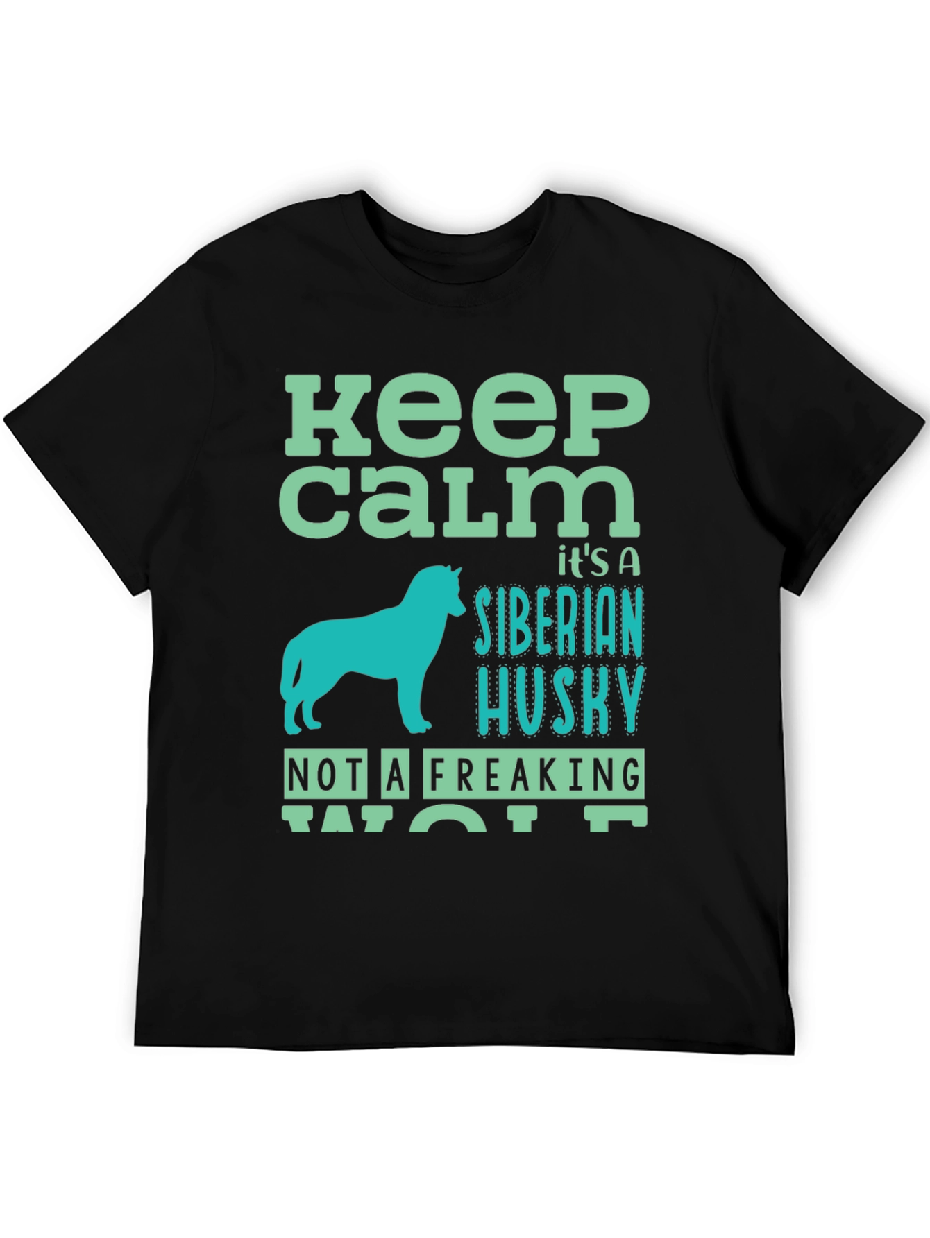 Black Keep Calm Siberian Husky Graphic T-Shirt view 5