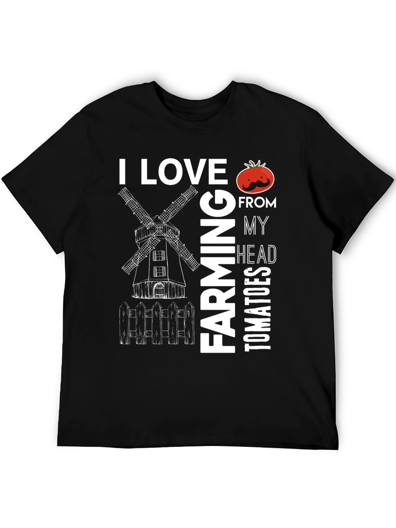 Black I Love Farming Tomatoes T-Shirt - Novelty Graphic Tee view 5