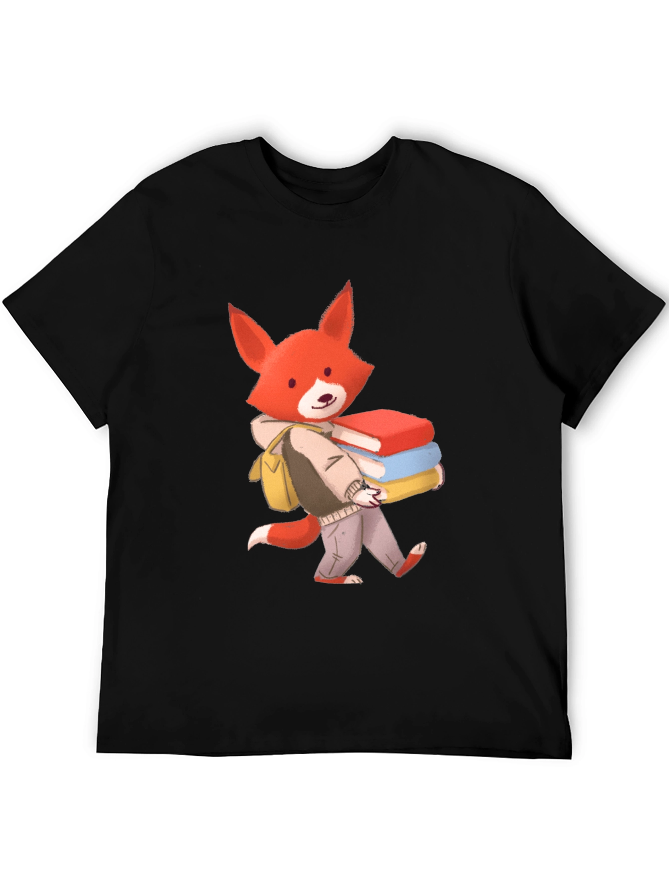 Black Fox with Books Graphic T-Shirt view 5