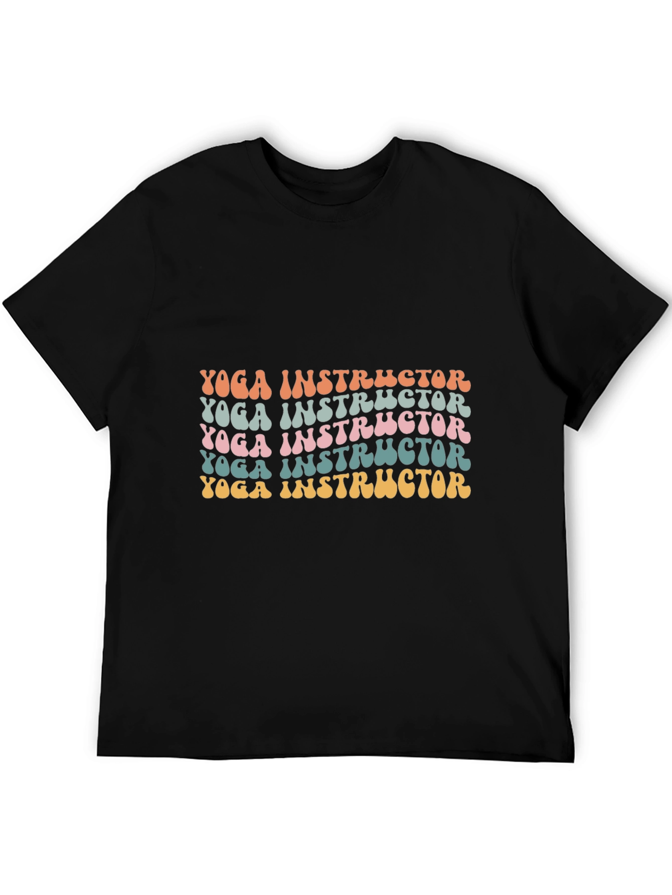 Black Yoga Instructor Retro T-Shirt view 5