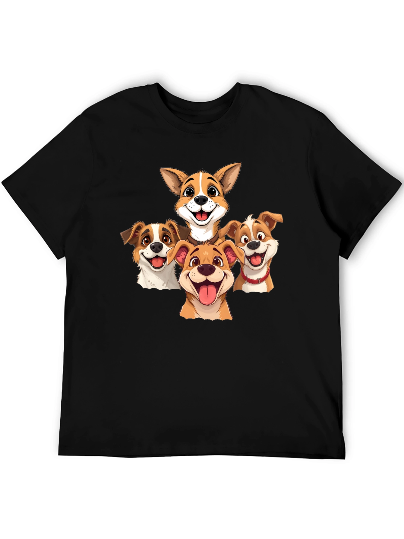 Black Cartoon Dog Pack T-Shirt - Black view 5