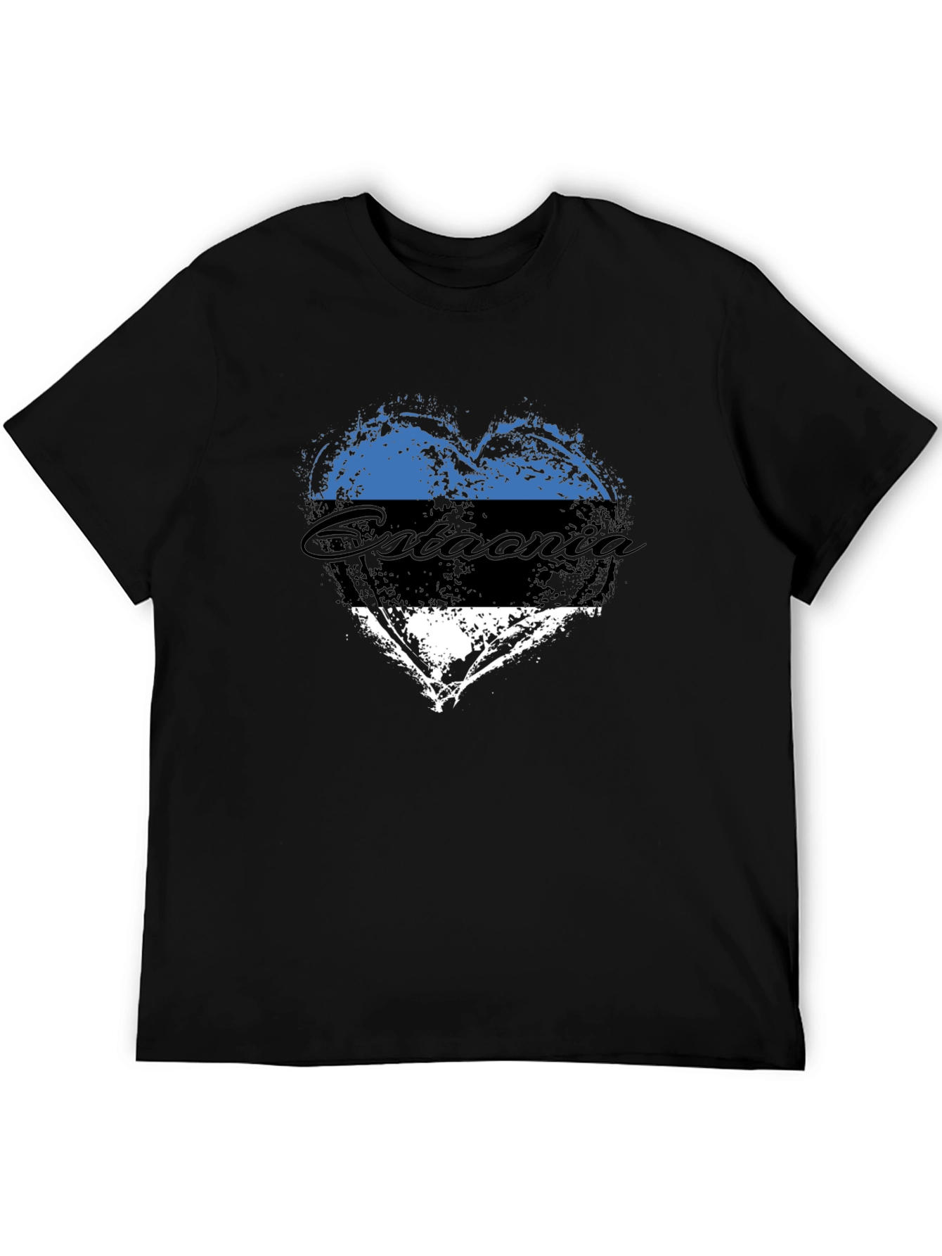 Black Estonia Flag Heart T-Shirt view 5