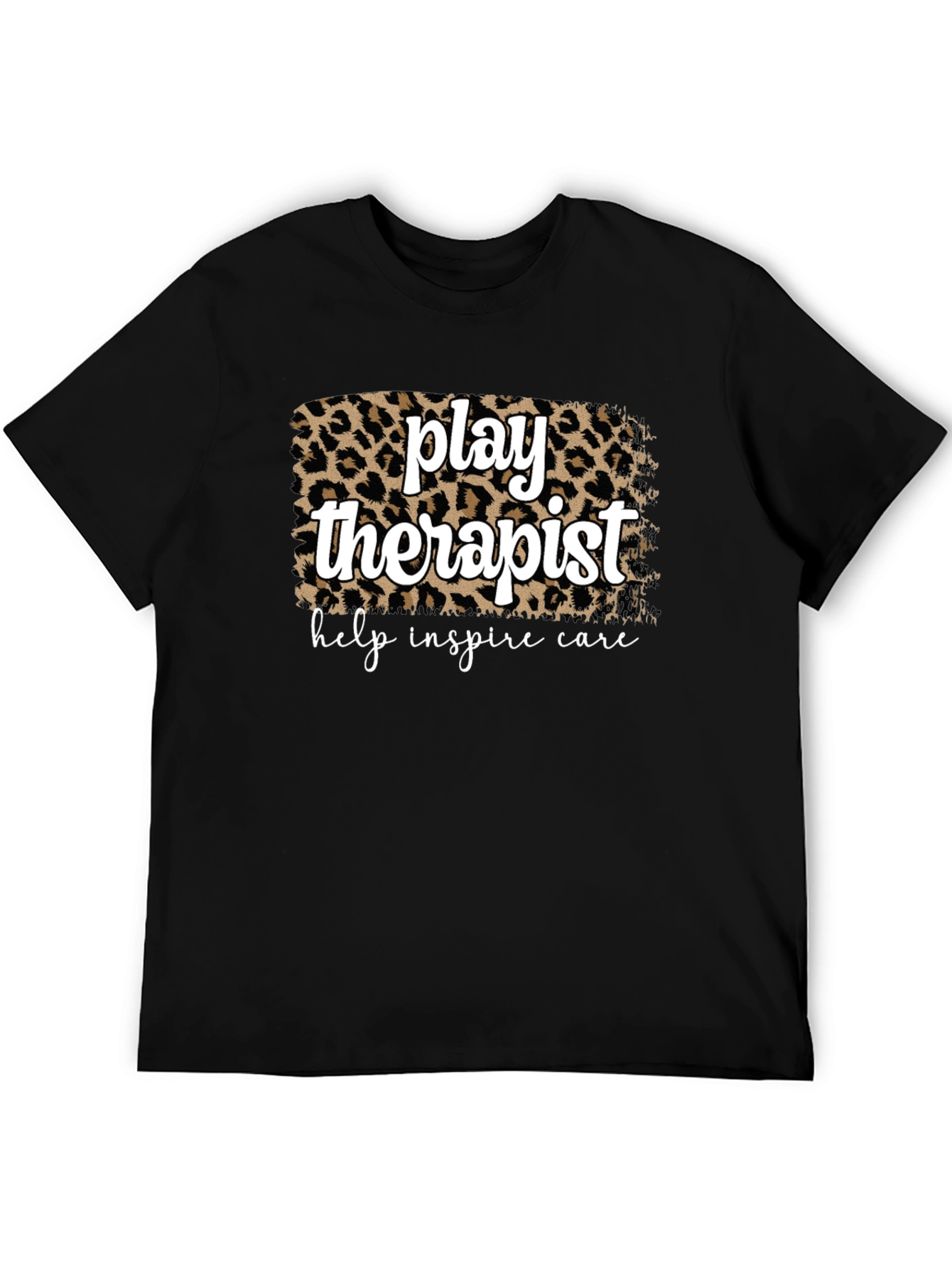 Black Play Therapist Leopard Print Graphic Tee view 5