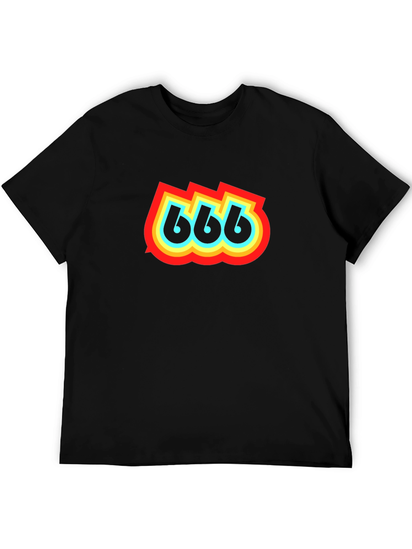 Black Retro 666 Graphic Print Black T-Shirt view 5