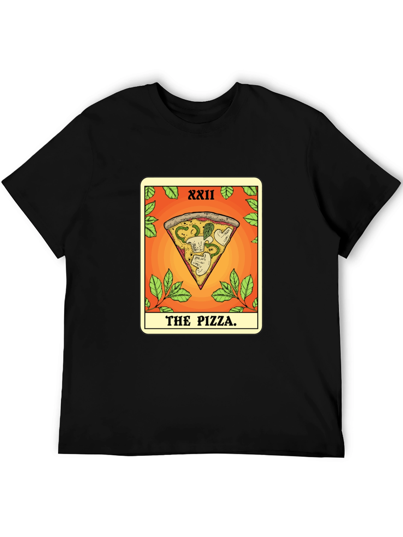 Black Pizza Tarot Card T-Shirt - Novelty Graphic Tee view 5