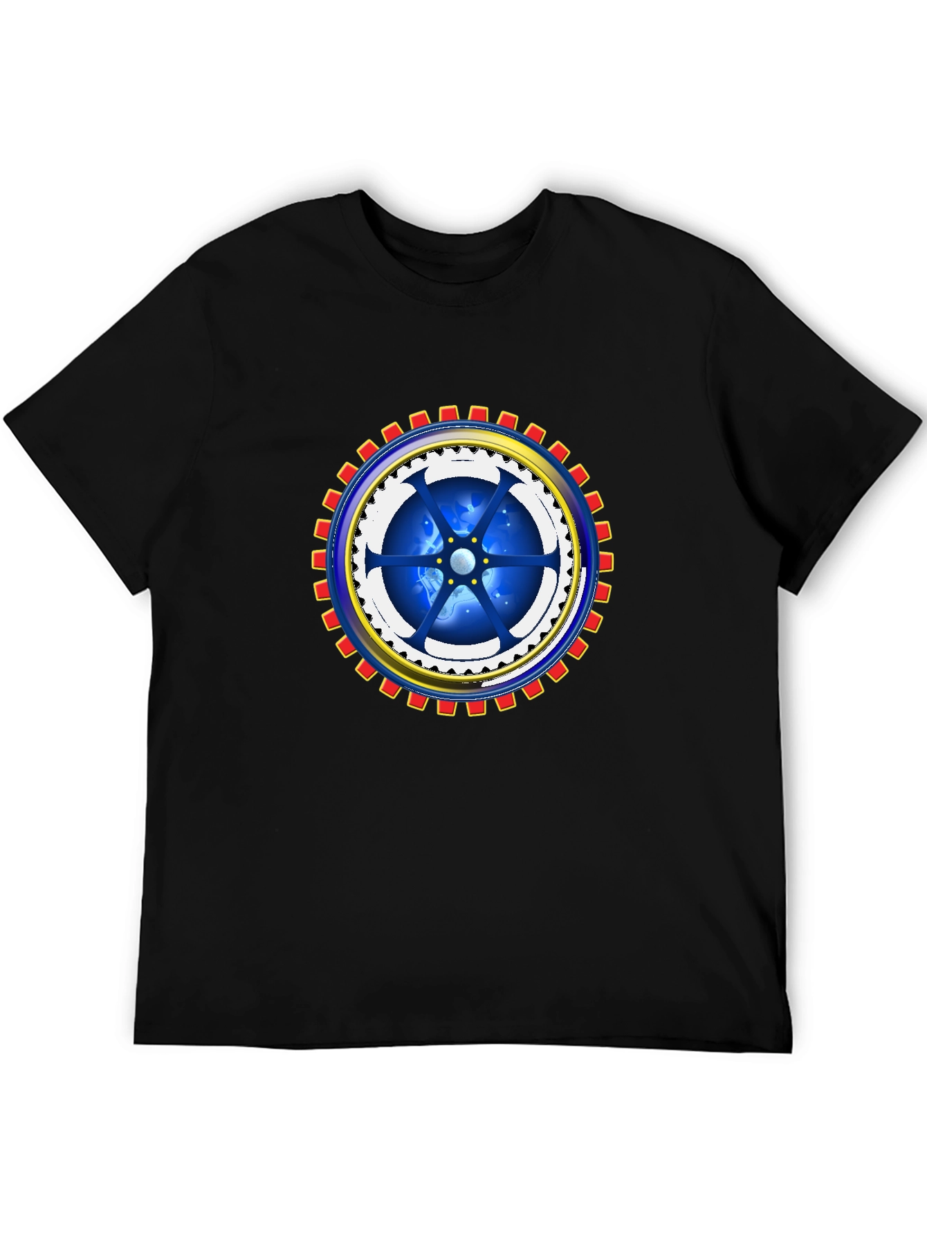 Black Cosmic Gear Graphic Tee - Cool Design view 5