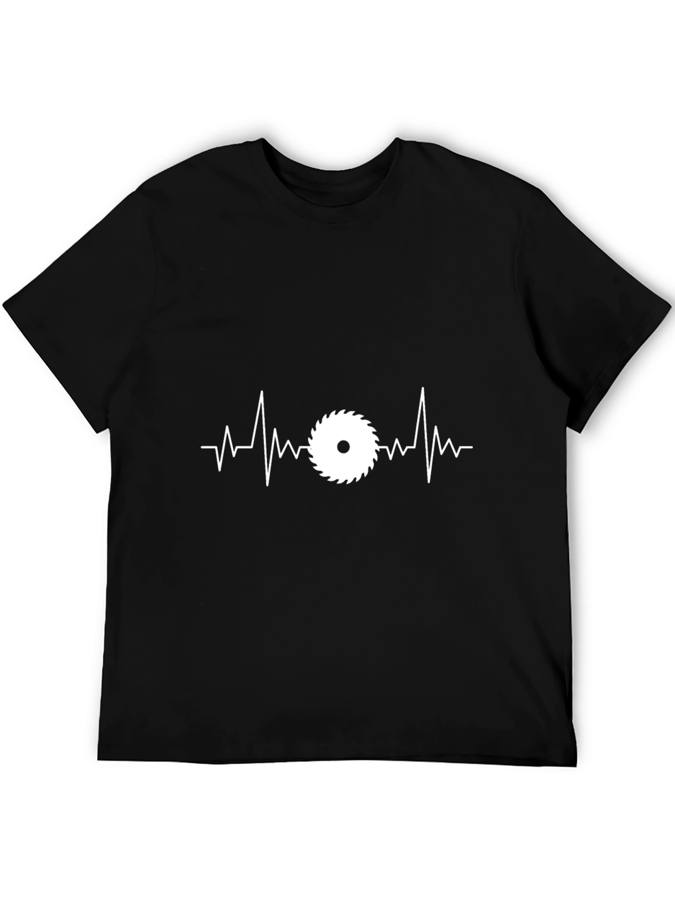 Black Carpenter Heartbeat T-Shirt - Black Woodworker Tee view 5
