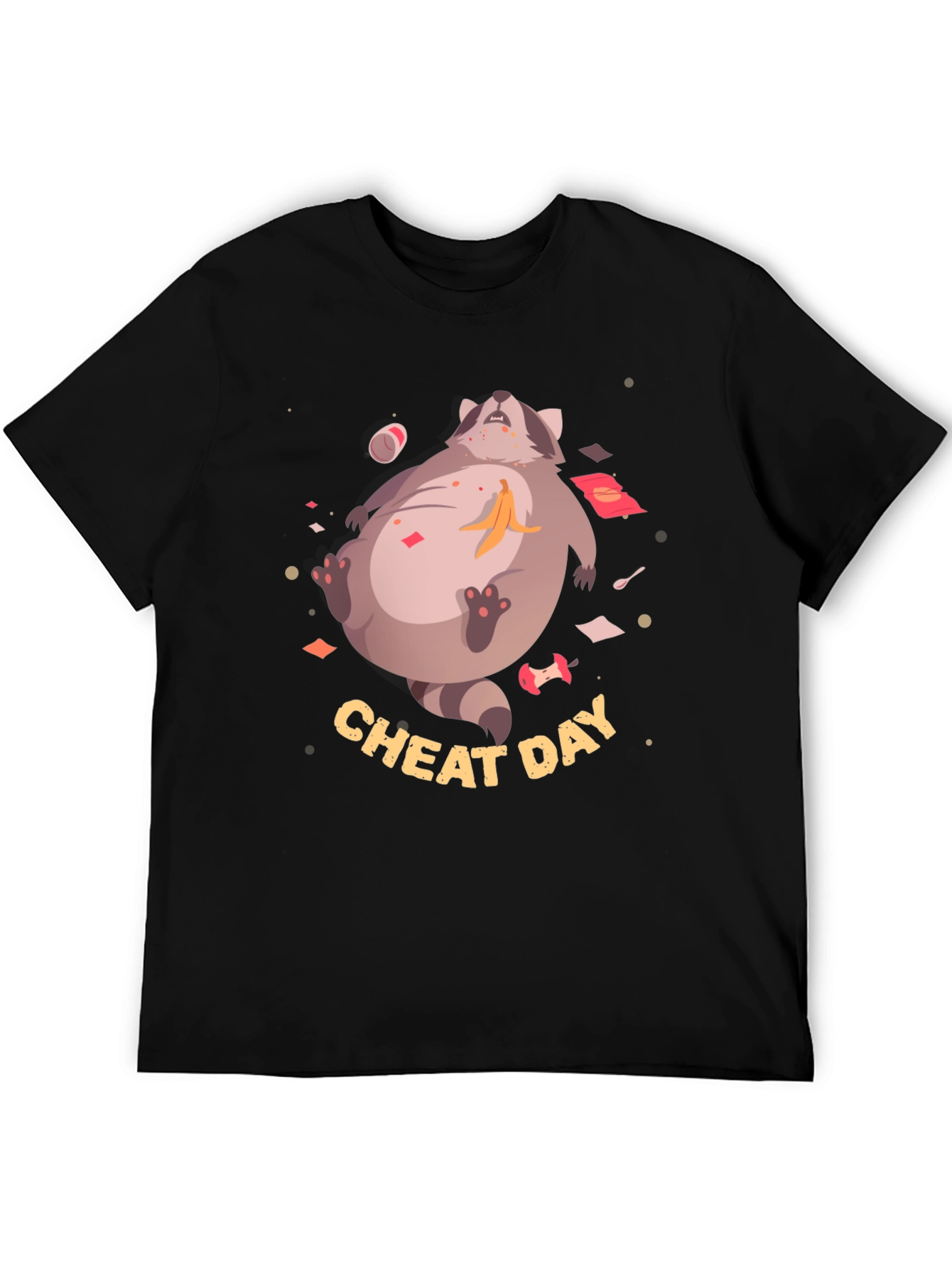 Black Cheat Day Racoon Graphic Tee view 5
