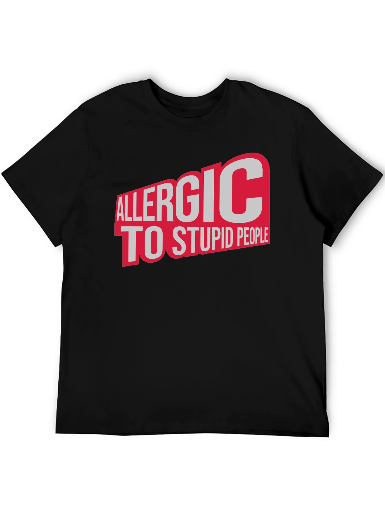 Black Allergic to Stupid People Graphic T-Shirt view 5