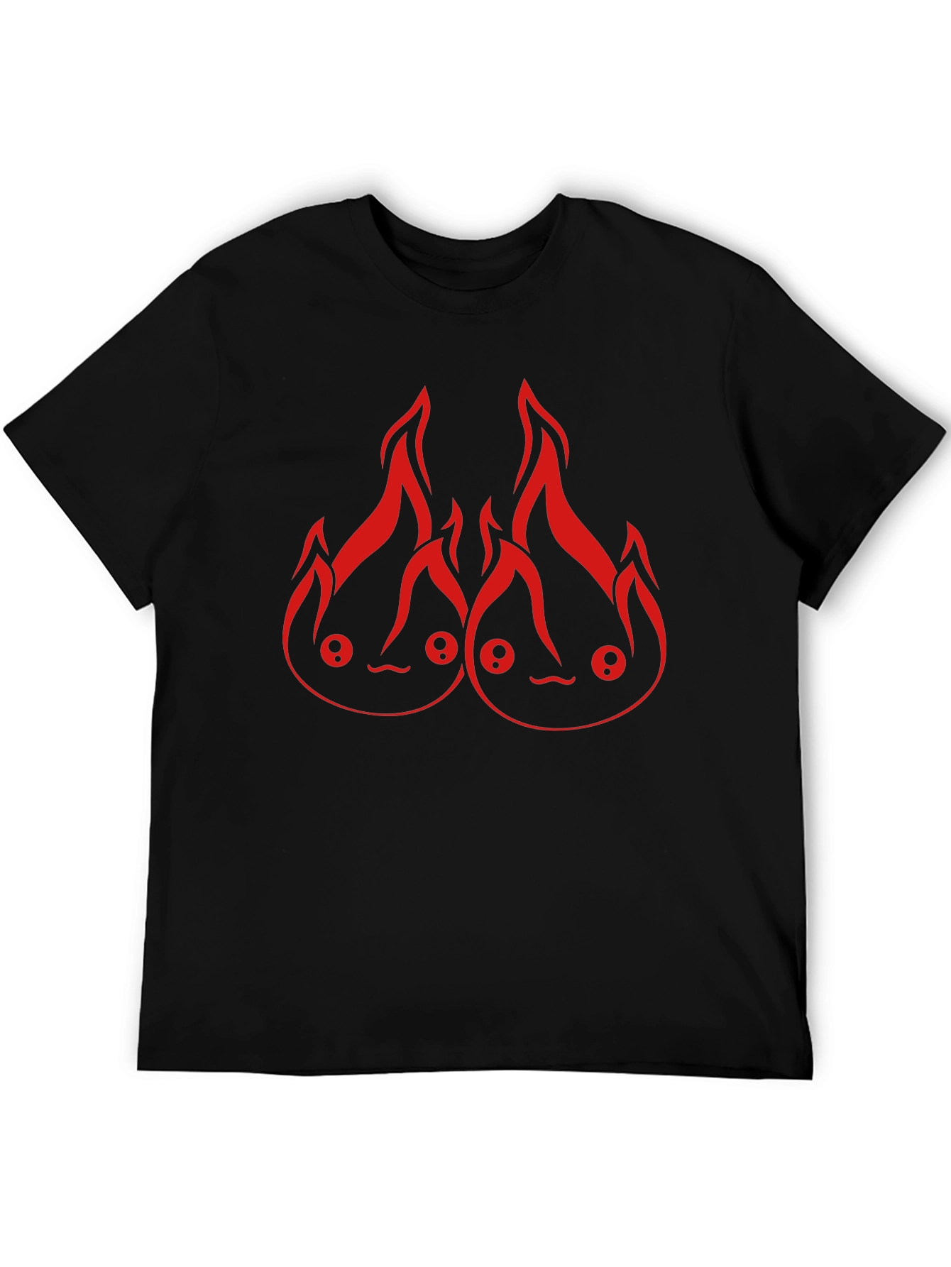 Black Calcifer Fire Spirit Graphic T-Shirt view 5