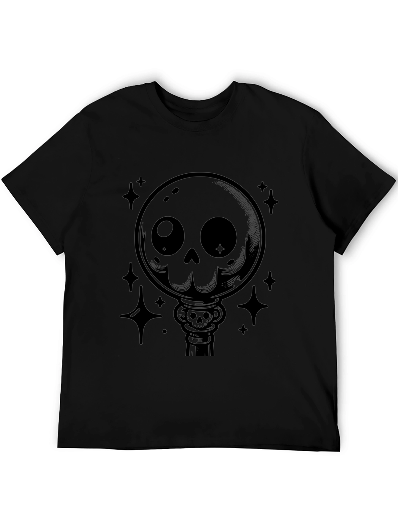 Black Gothic Skull Lollipop Graphic Print Black T-Shirt view 5