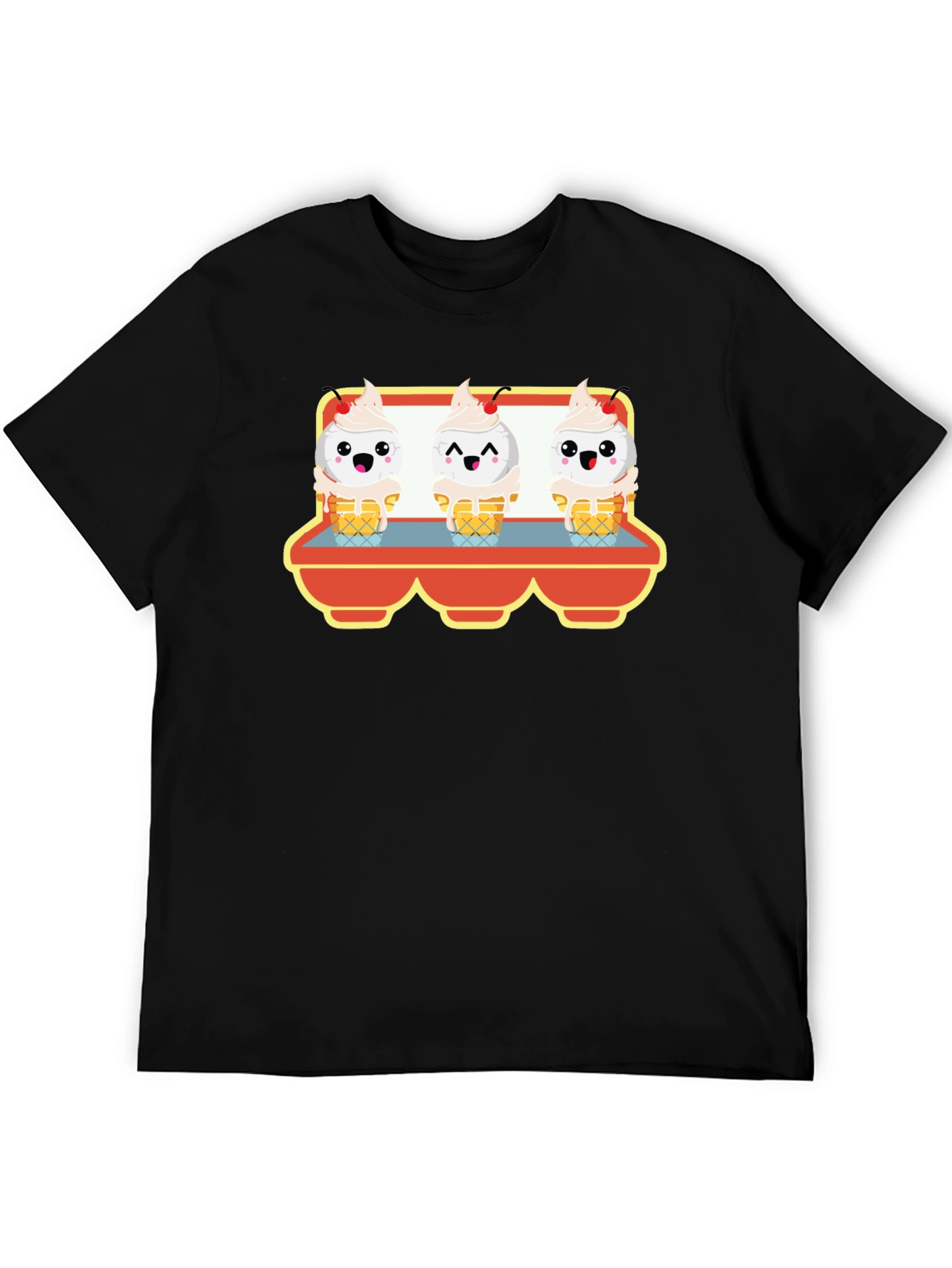 Black Cute Ice Cream Cone T-Shirt - Unique Graphic Tee view 5