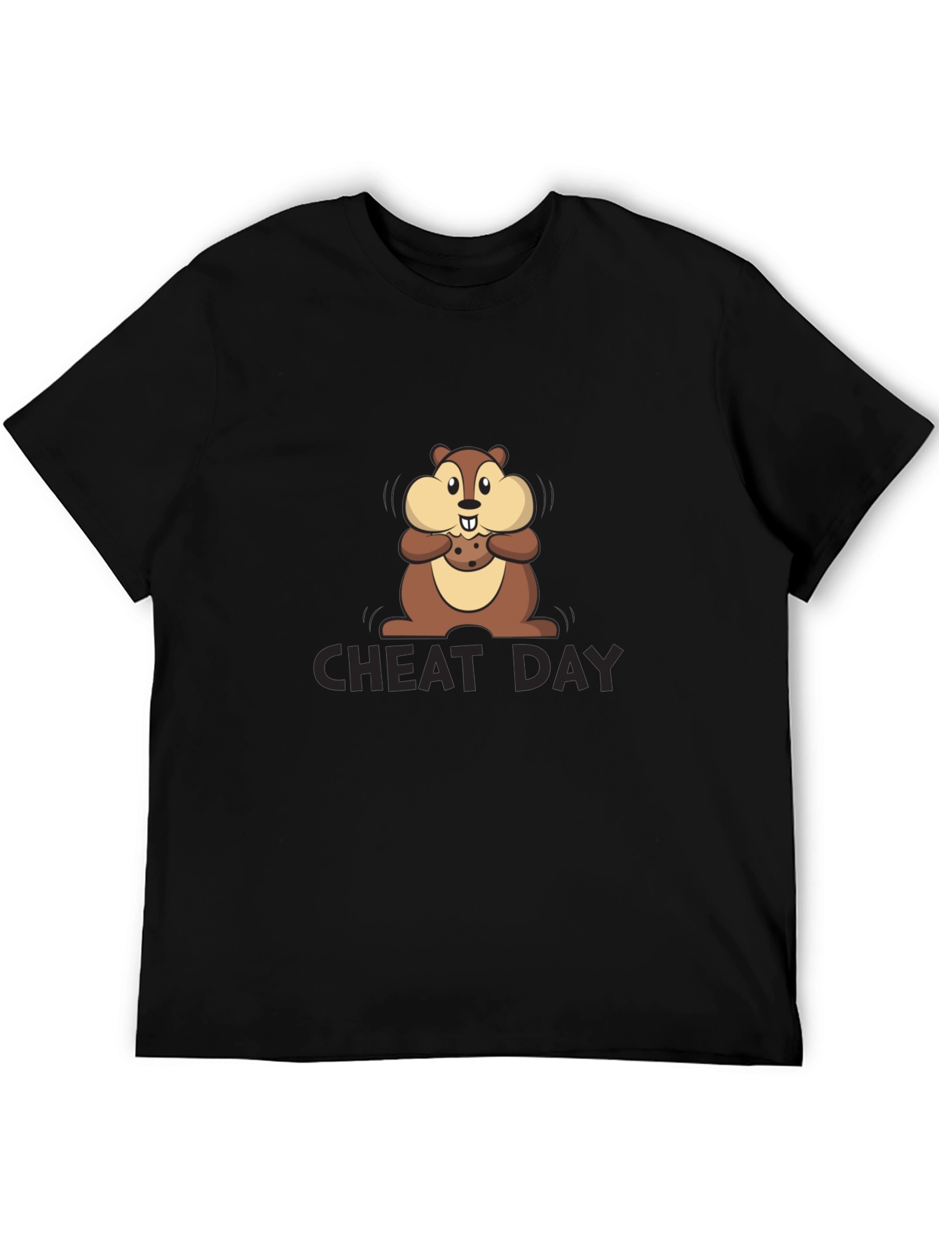 Black Cheat Day Chipmunk Graphic Tee - Black Cotton T-Shirt view 5
