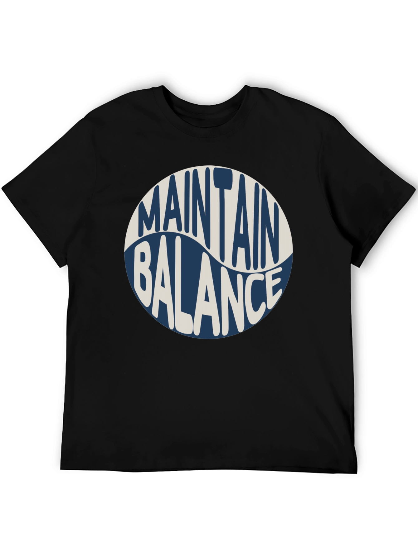 Black Maintain Balance Graphic Tee - Black Crew Neck Cotton Shirt view 5