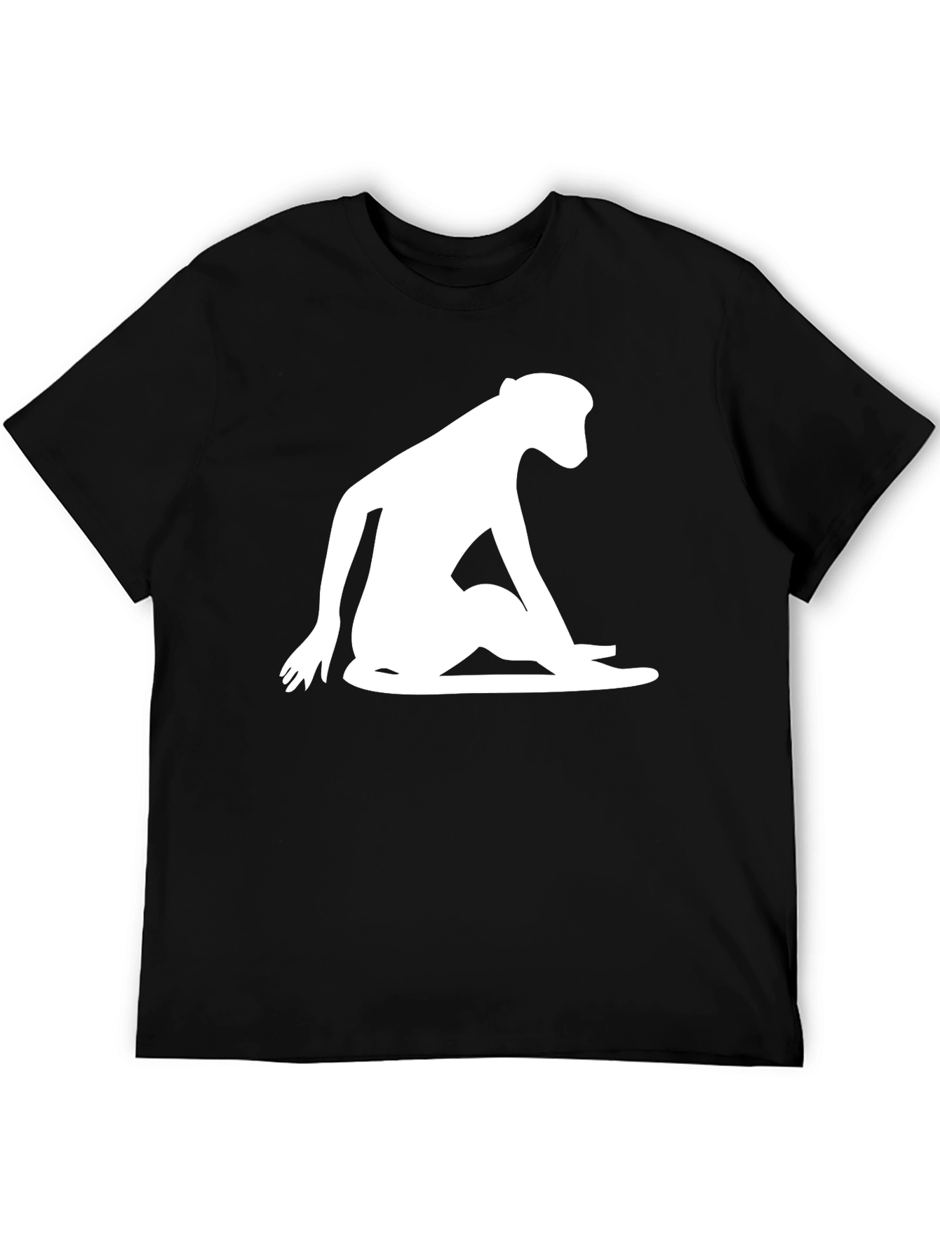 Black Modern Monkey Silhouette Graphic Tee - Black view 5