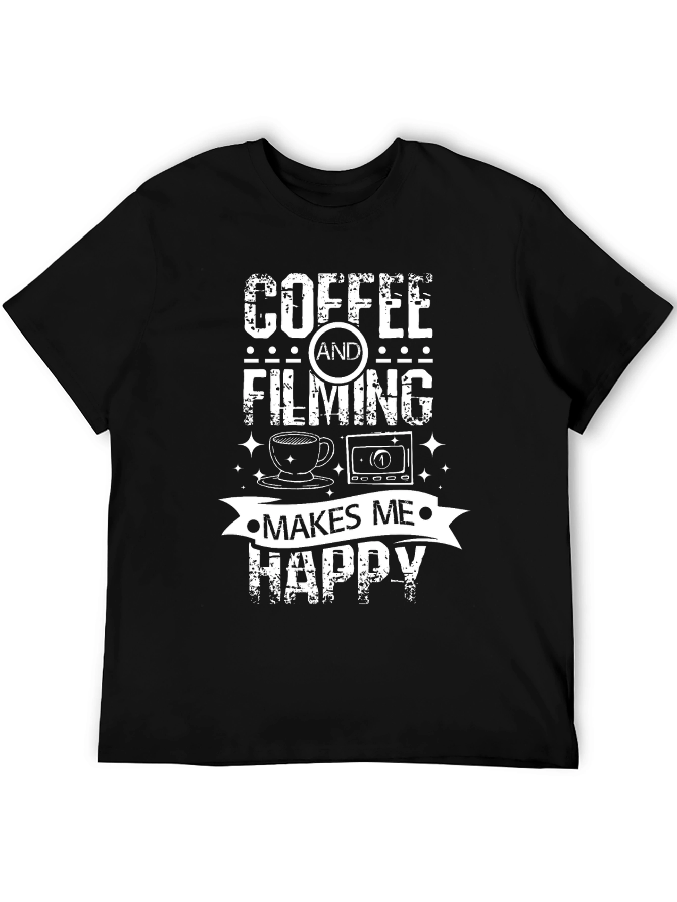 Black Coffee and Filming Makes Me Happy Graphic T-Shirt view 5