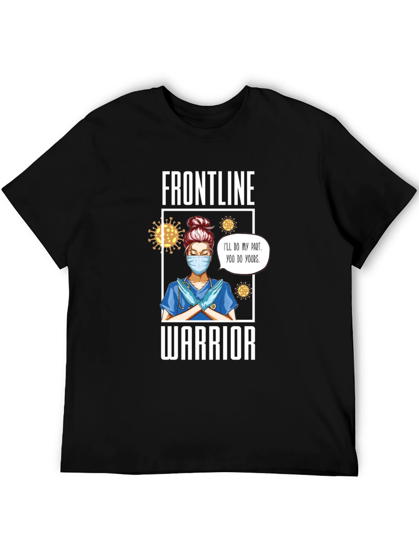 Black Frontline Warrior Nurse T-Shirt - Unisex view 5