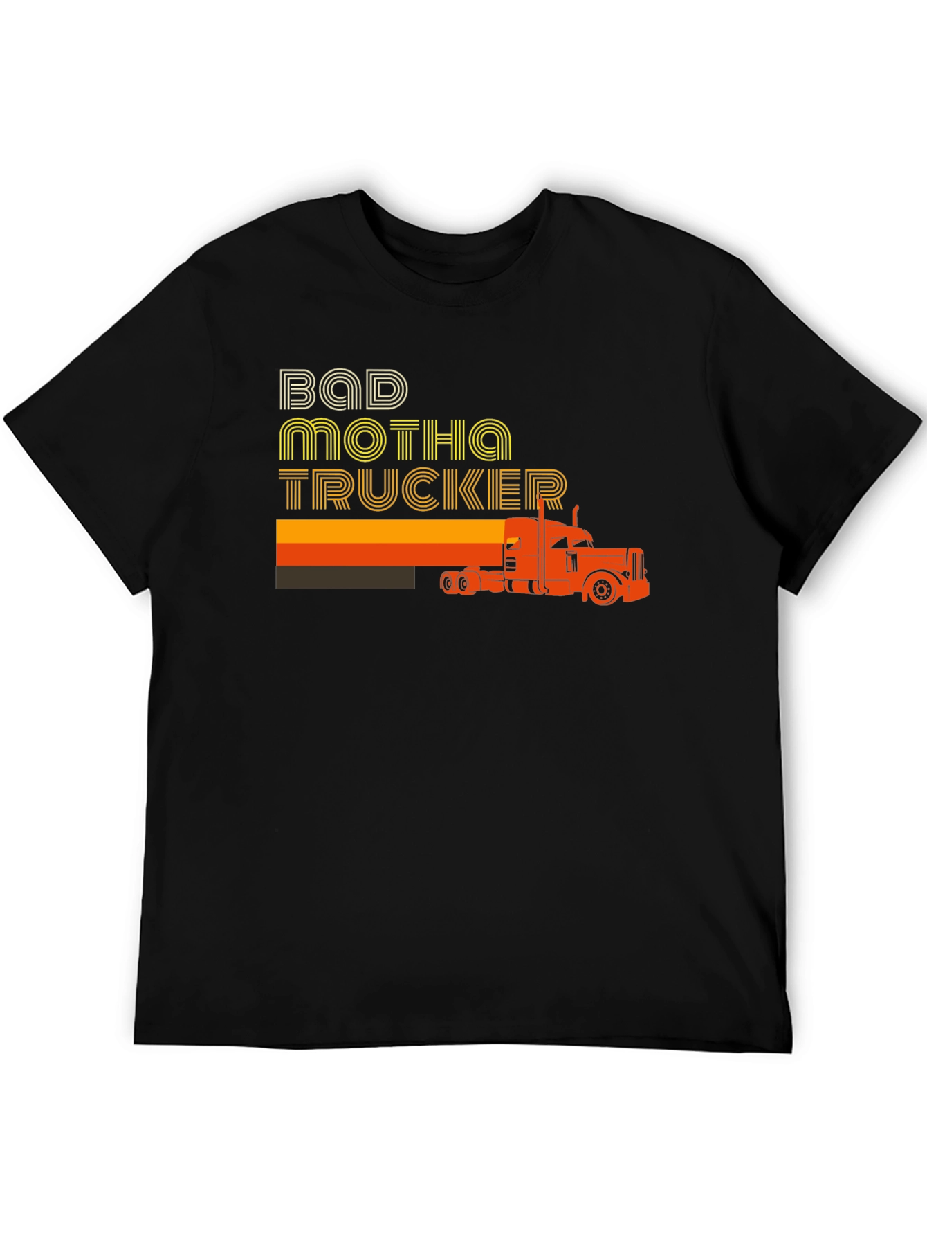 Black Bad Motha Trucker Graphic T-Shirt - Retro Style view 5