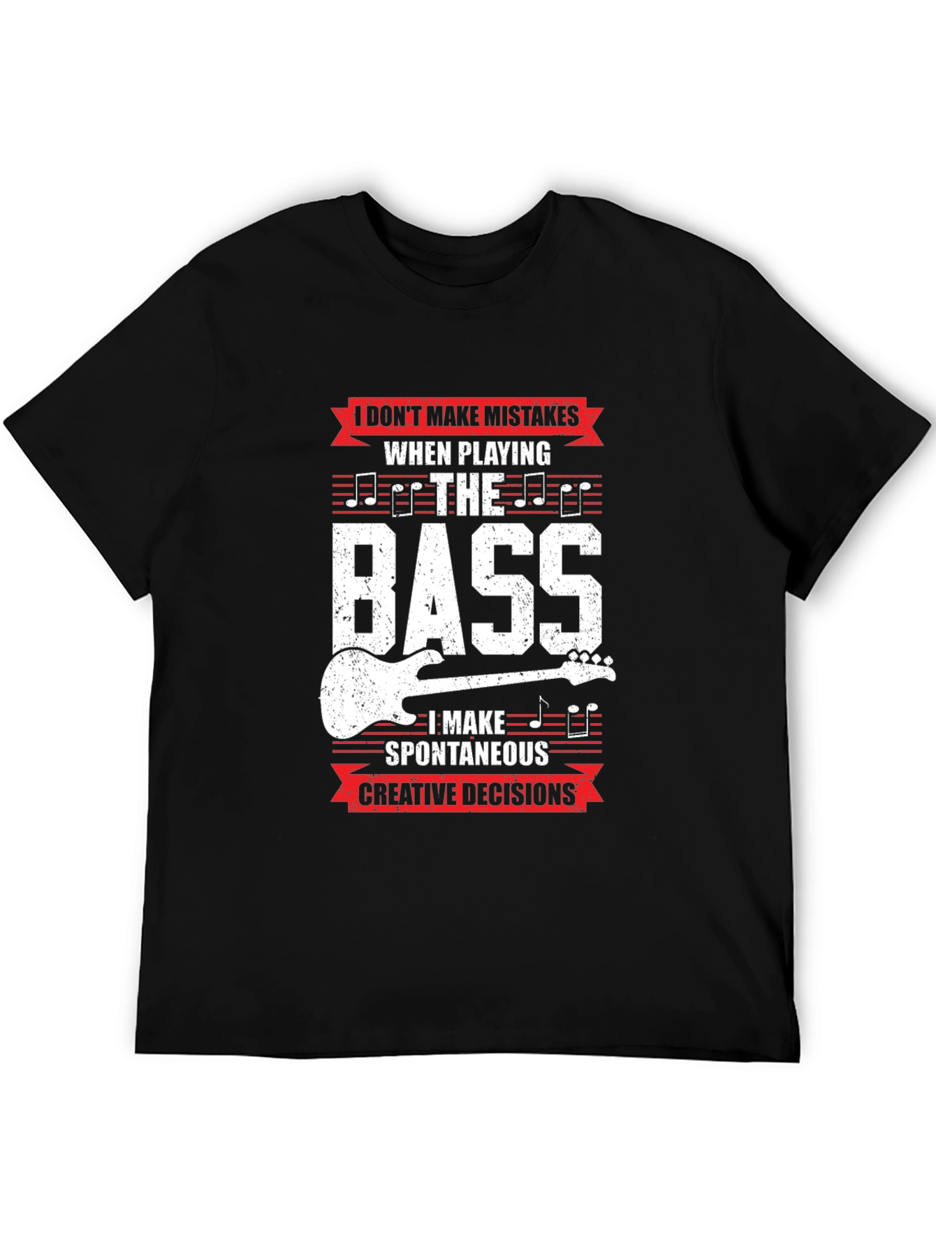 Black Bass Guitar Player T-Shirt - Spontaneous Creative Decisions view 5