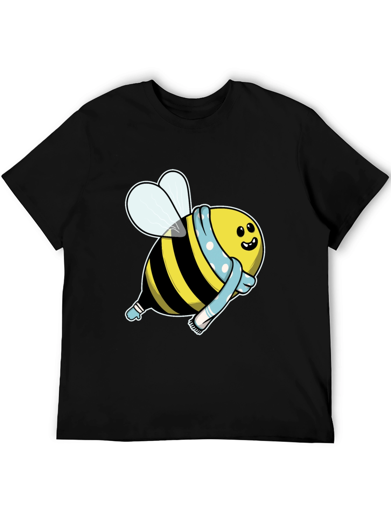 Black Cute Cartoon Bee T-Shirt - Black Cotton Blend view 5