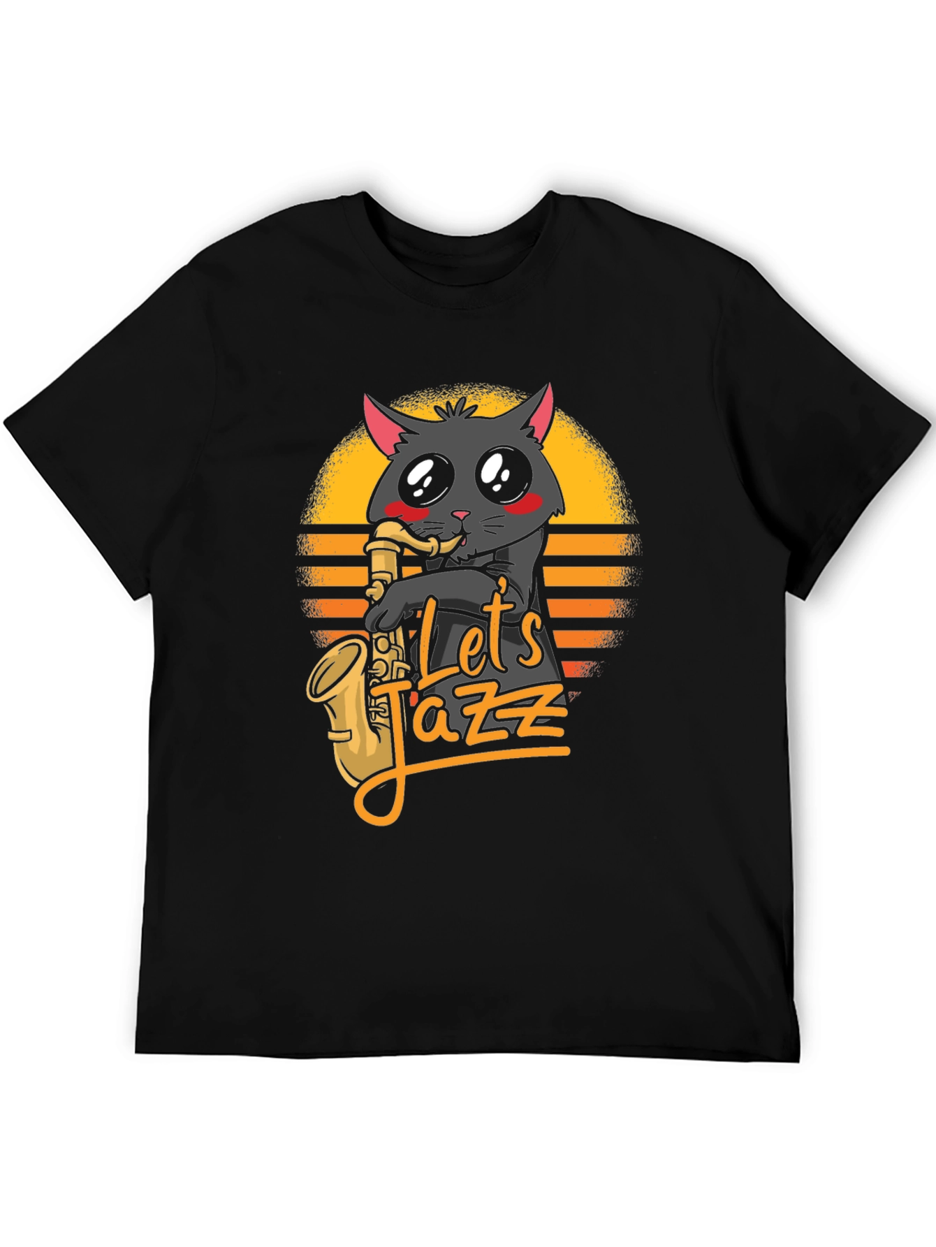 Black Let's Jazz Cat T-Shirt - Black view 5