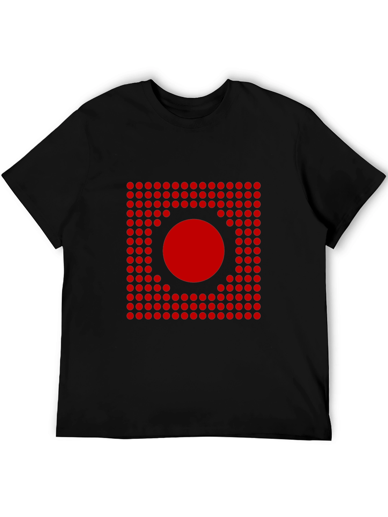 Black Geometric Red Dot Pattern T-Shirt view 5