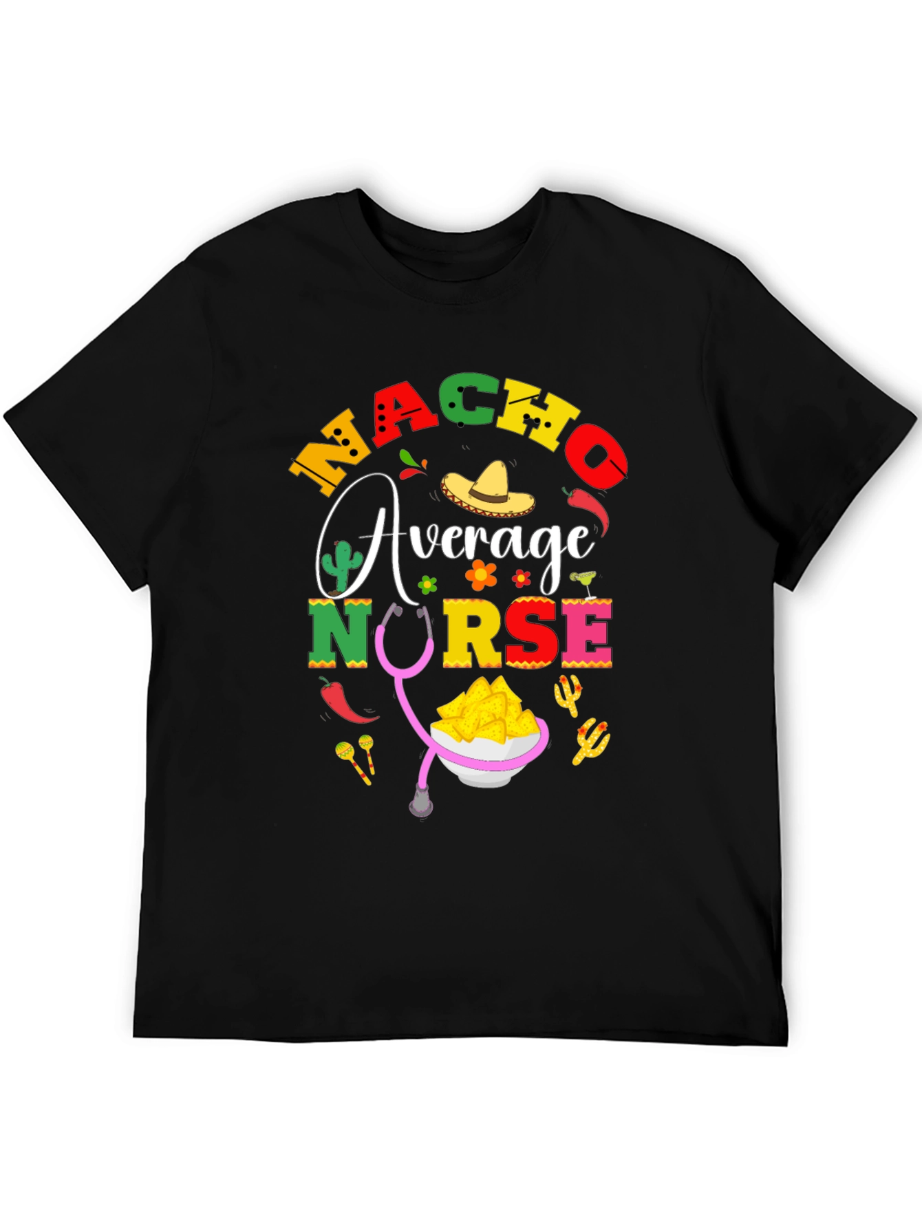 Black Nacho Average Nurse T-Shirt - Black Cotton Tee view 5