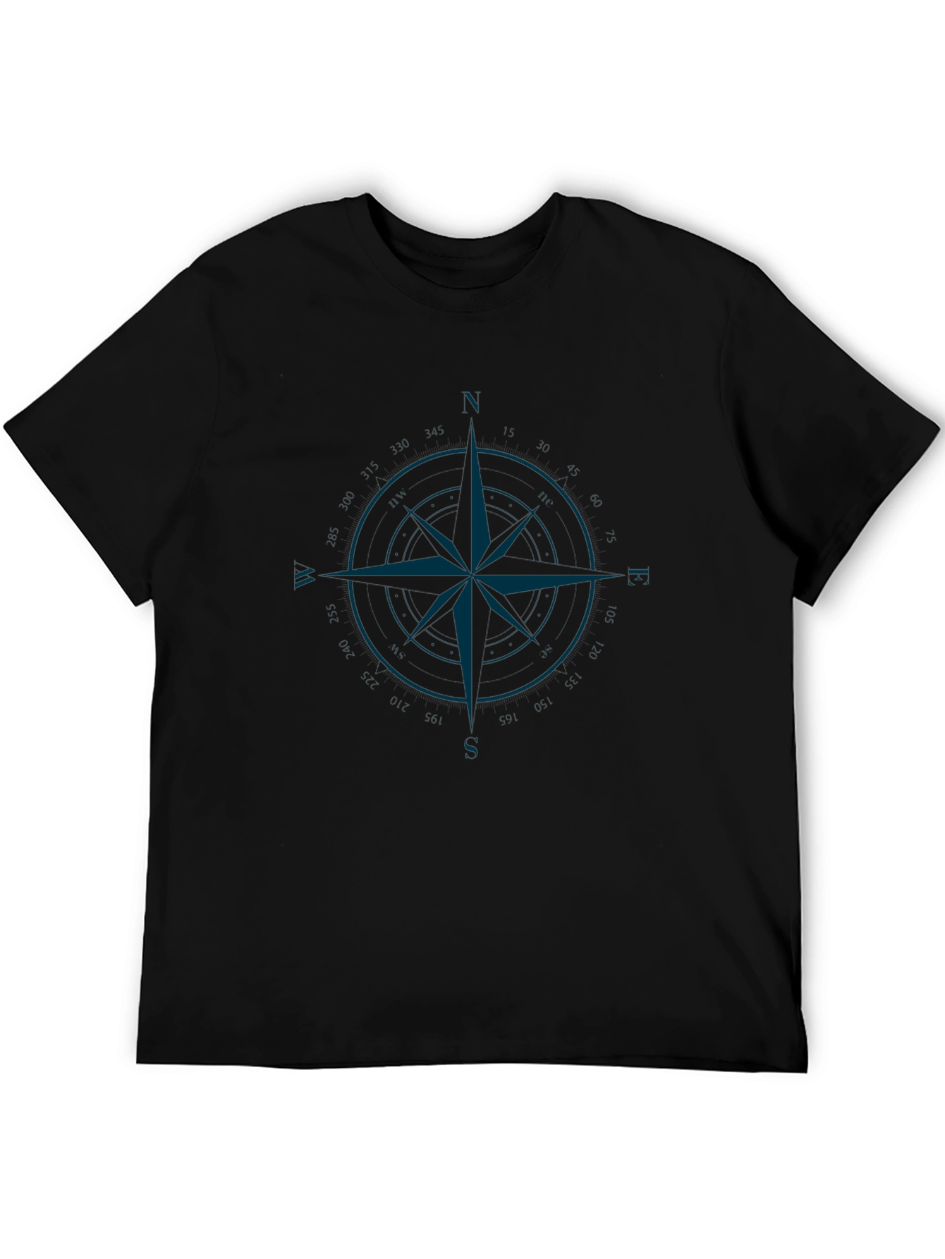 Black Compass Rose Graphic Print Men's T-Shirt view 5