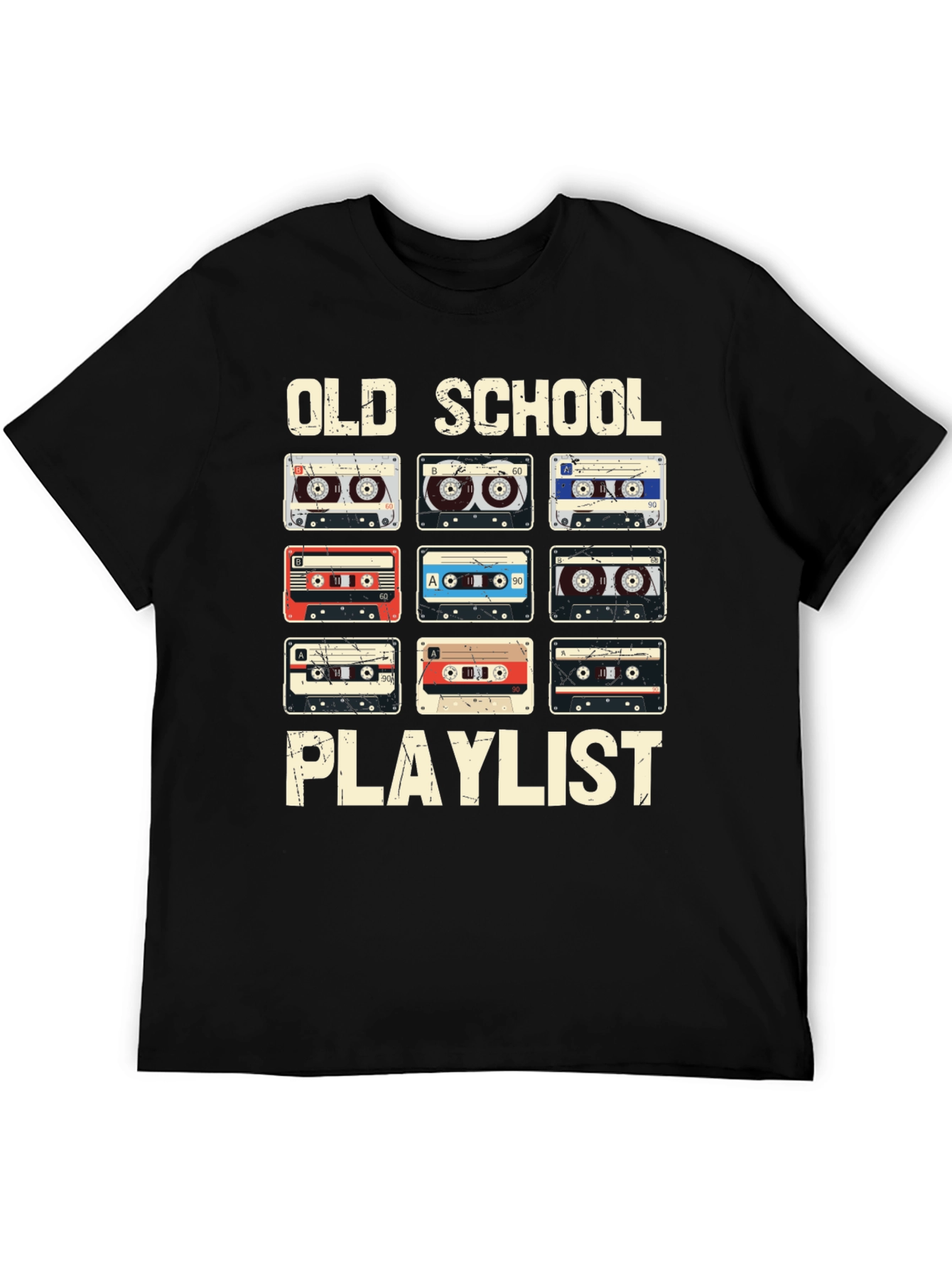 Black Old School Playlist Cassette Tape Graphic Tee view 5