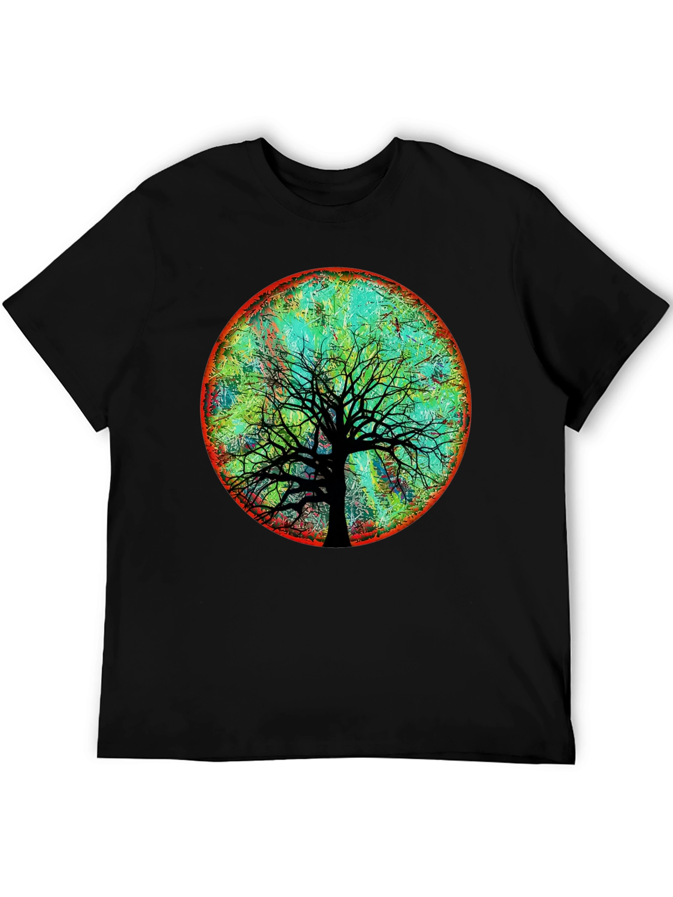 Black Artsy Tree of Life Graphic Tee - Black Cotton Blend view 5