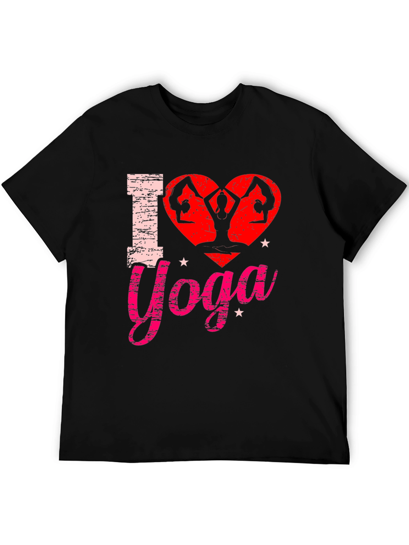 Black I Love Yoga Graphic Tee Shirt - Black Cotton Blend view 5