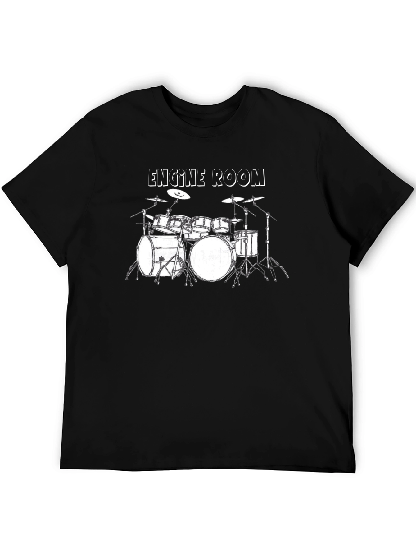 Black Engine Room Drum Set Graphic T-Shirt view 5