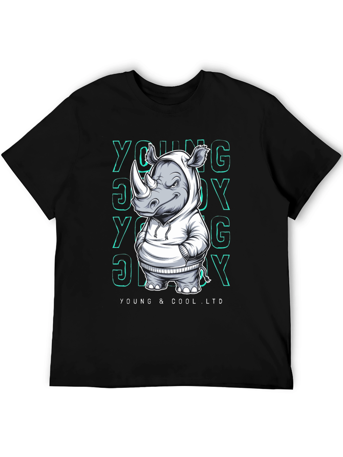 Black Cool Rhino Graphic T-Shirt - Young & Cool Ltd. view 5