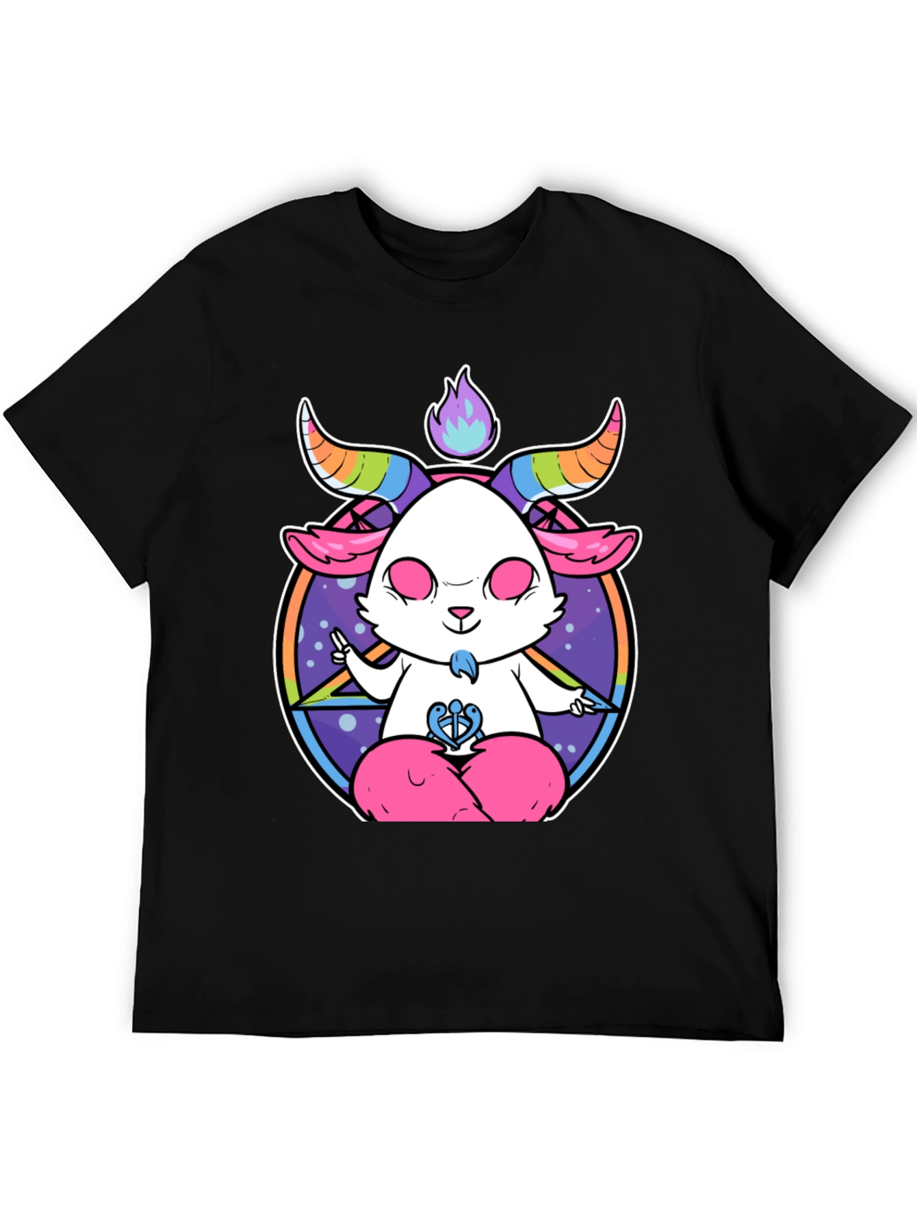 Black Meditating Pastel Goat T-Shirt view 5