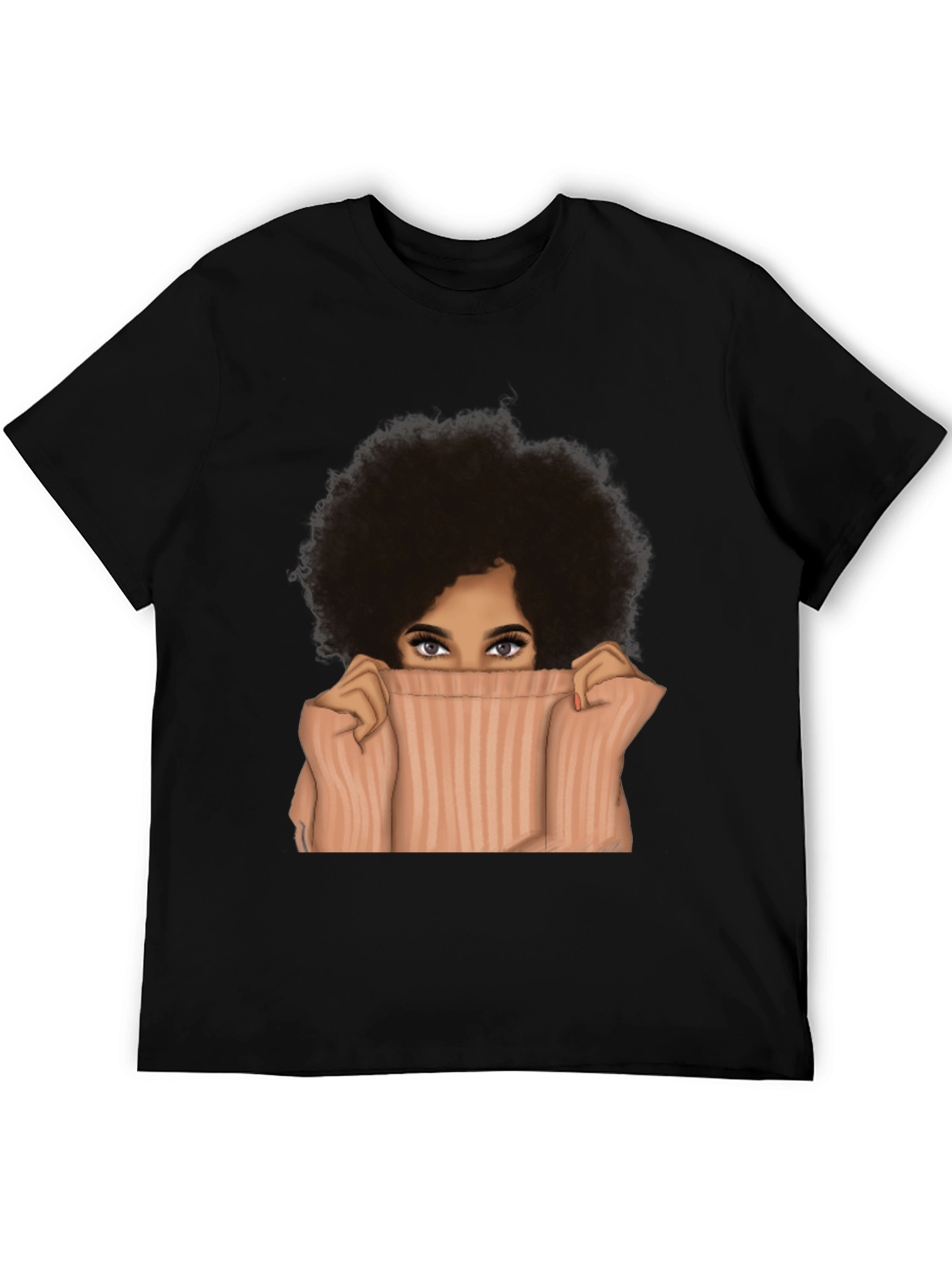 Black Afro Woman Peek-a-Boo Graphic Tee - Unisex view 5