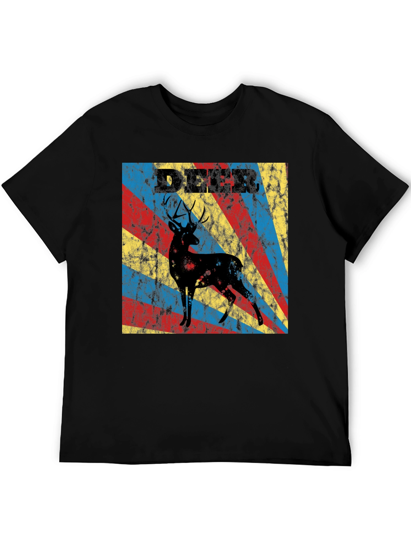 Black Vintage Deer Graphic T-Shirt - Retro Style Tee view 5