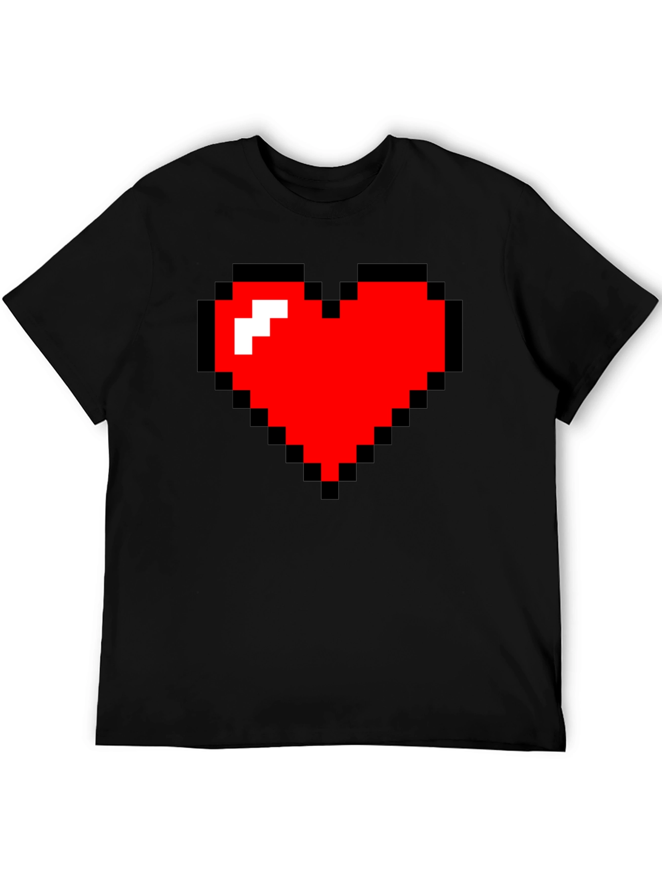 Black Pixel Heart Black Tee - Gamer Style view 5
